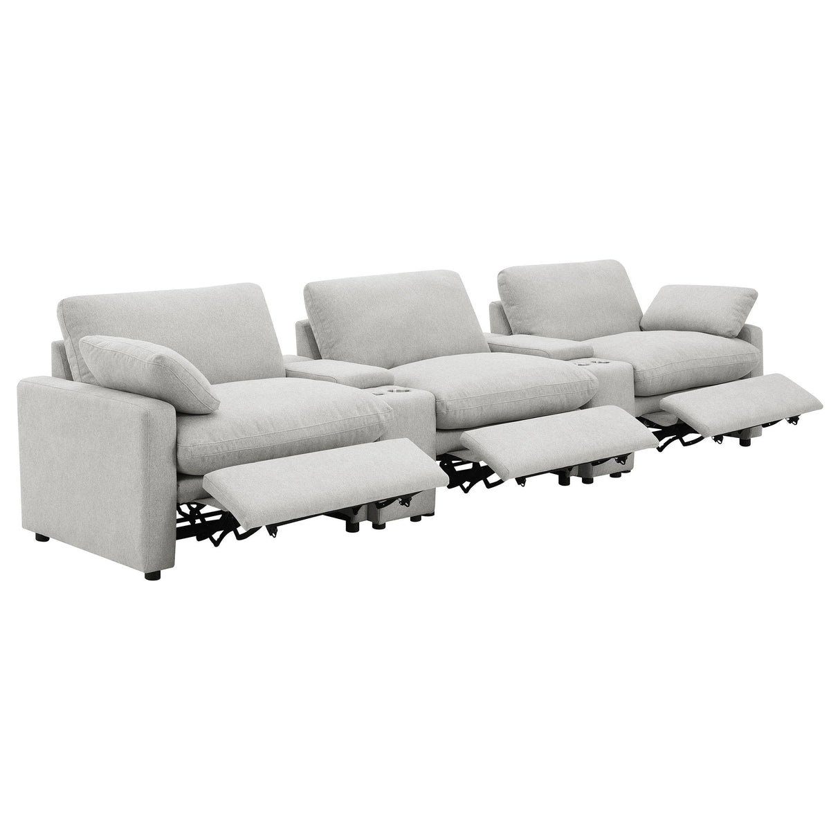 Coaster Furniture Collins 609561PT 5-Piece Power Reclining Home Theater Seating - Grey IMAGE 9