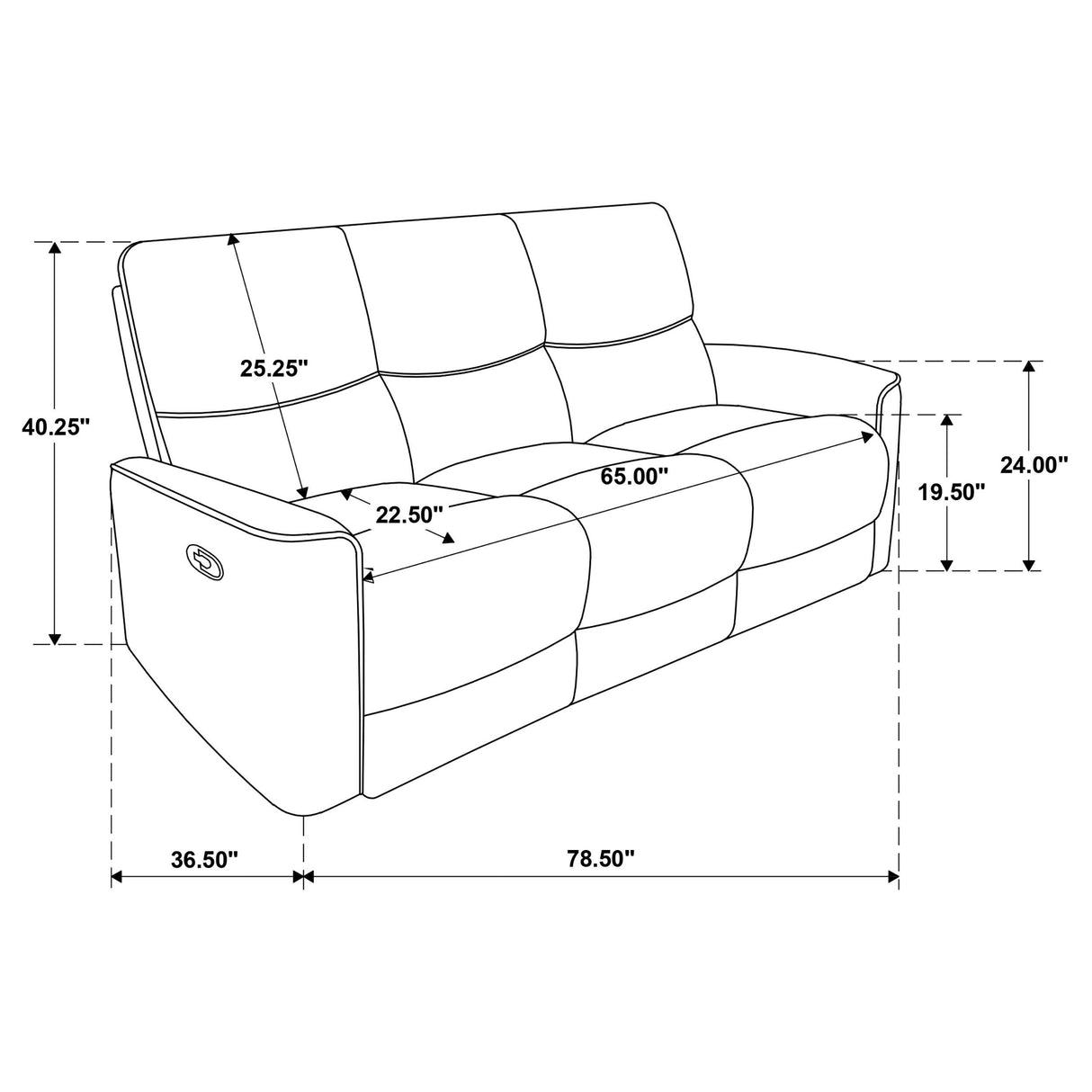 Coaster Furniture Navarro 609571 Chenille Upholstered Reclining Sofa - Dark Brown IMAGE 13