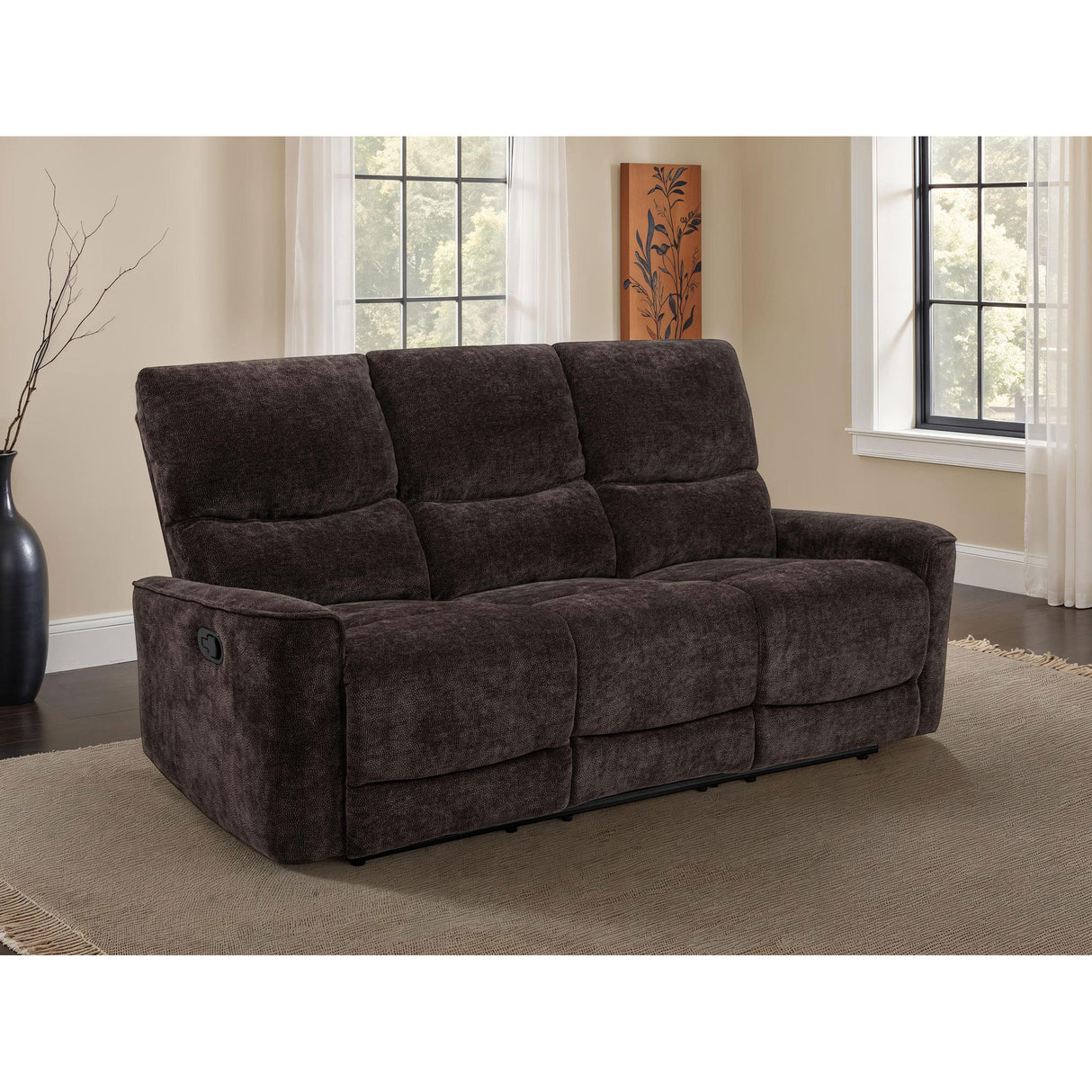 Coaster Furniture Navarro 609571 Chenille Upholstered Reclining Sofa - Dark Brown IMAGE 2