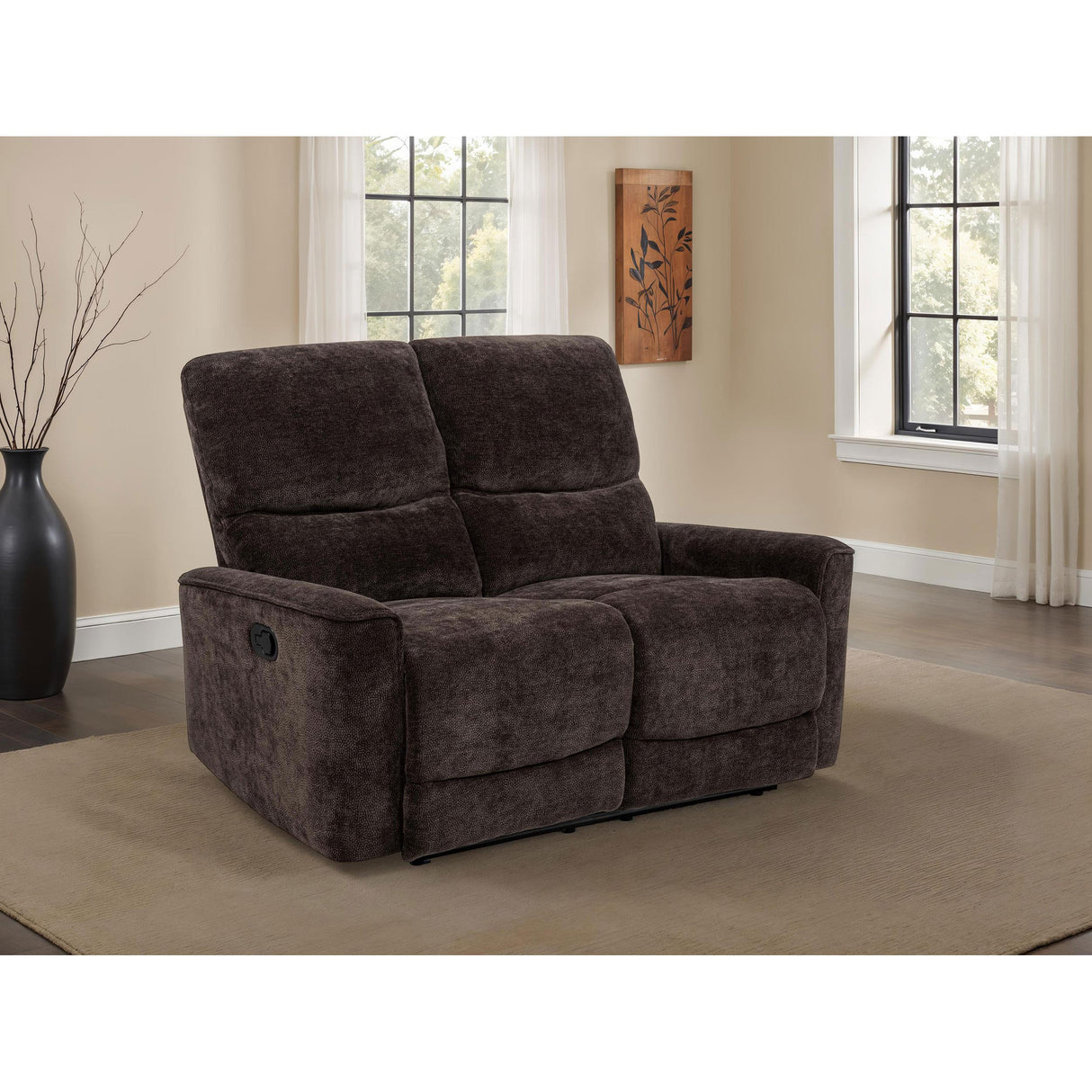 Coaster Furniture Navarro 609572 Chenille Upholstered Reclining Loveseat - Dark Brown IMAGE 2