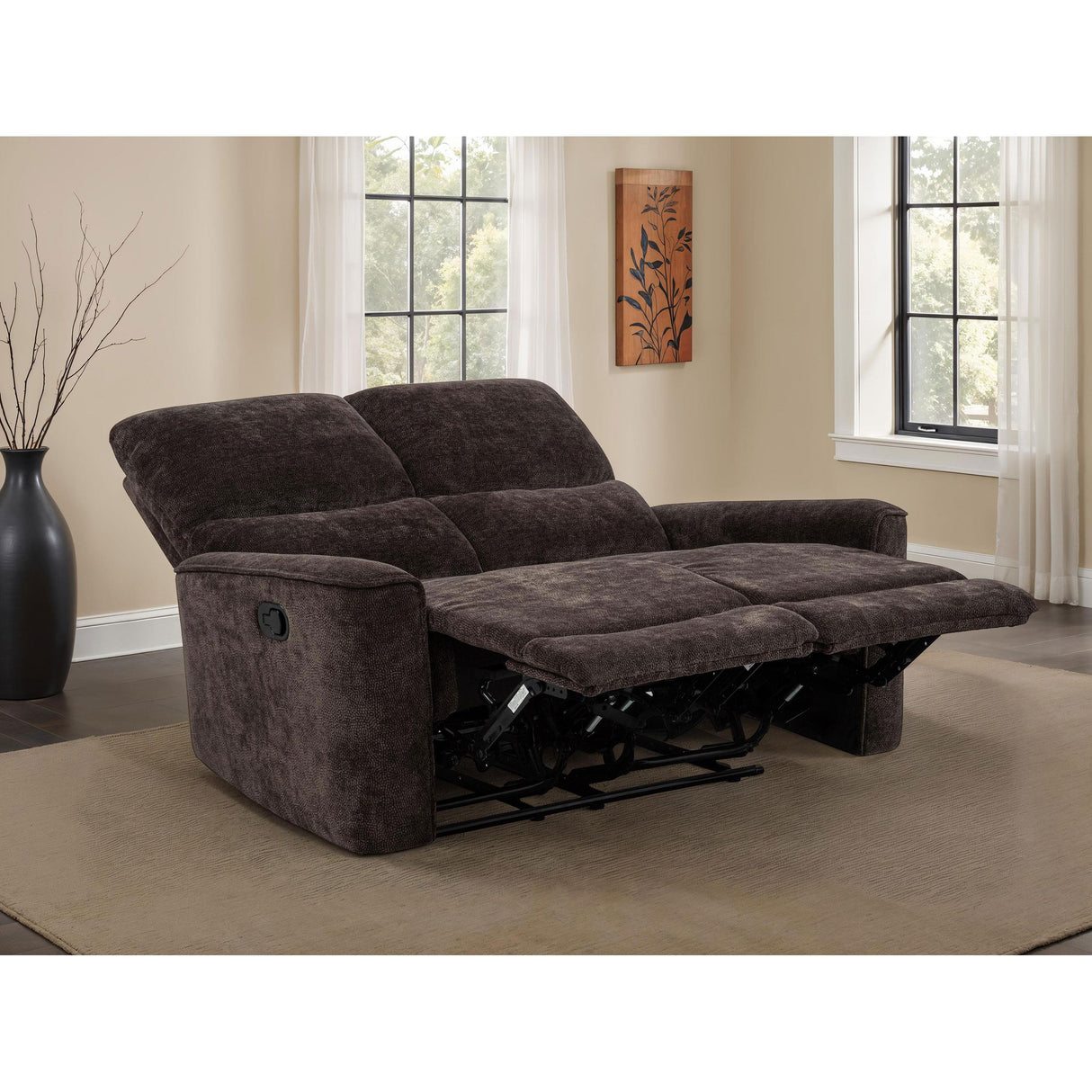 Coaster Furniture Navarro 609572 Chenille Upholstered Reclining Loveseat - Dark Brown IMAGE 9