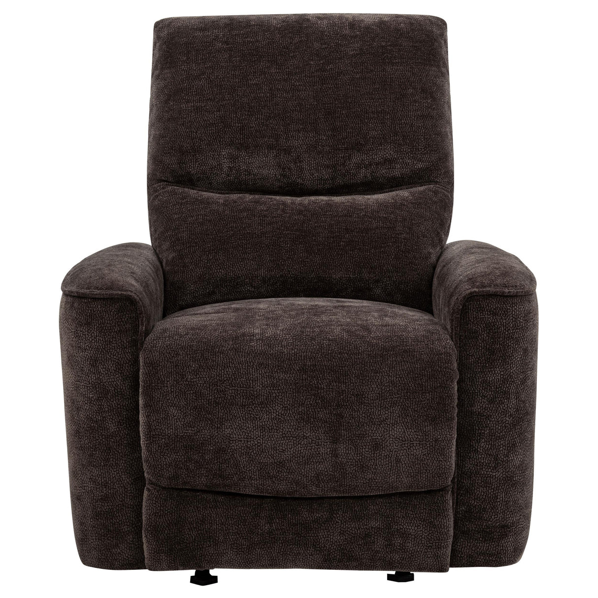 Coaster Furniture Navarro 609573 Chenille Upholstered Glider Recliner - Dark Brown IMAGE 1