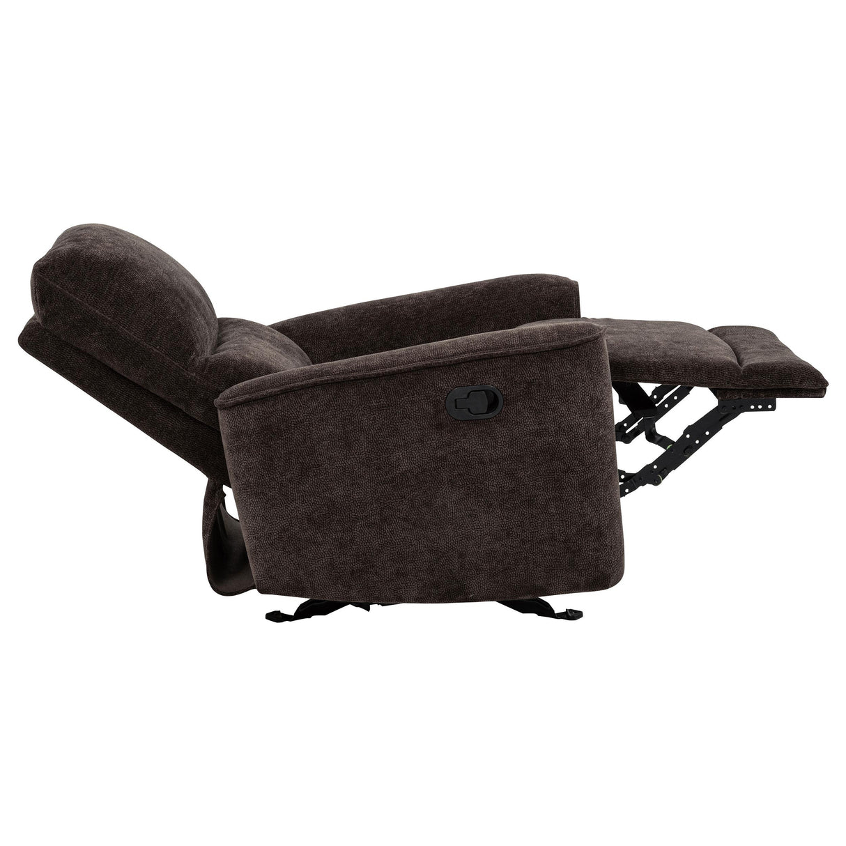 Coaster Furniture Navarro 609573 Chenille Upholstered Glider Recliner - Dark Brown IMAGE 4