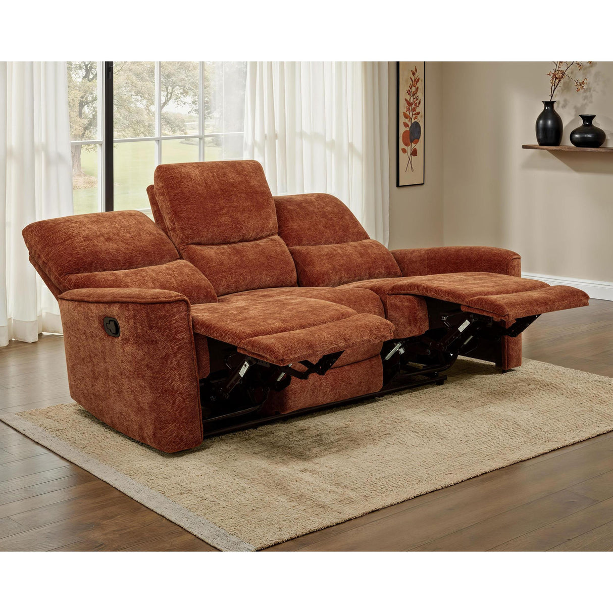 Coaster Furniture Navarro 609574 Chenille Upholstered Reclining Sofa - Burnt Orange IMAGE 4