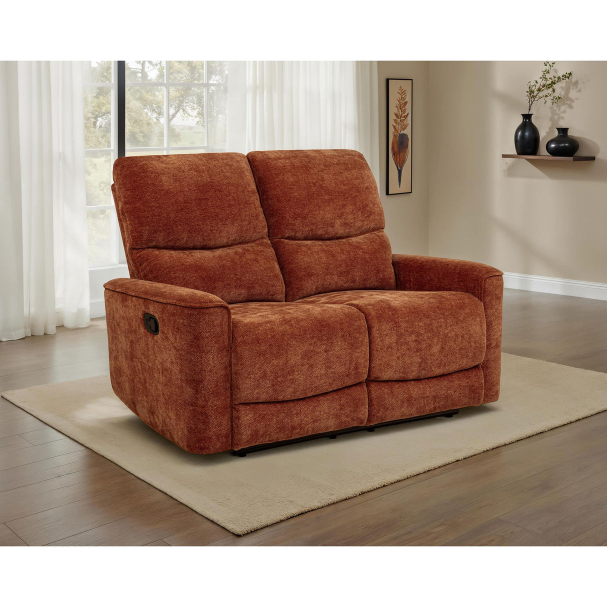 Coaster Furniture Navarro 609575 Chenille Upholstered Reclining Loveseat - Burnt Orange IMAGE 2