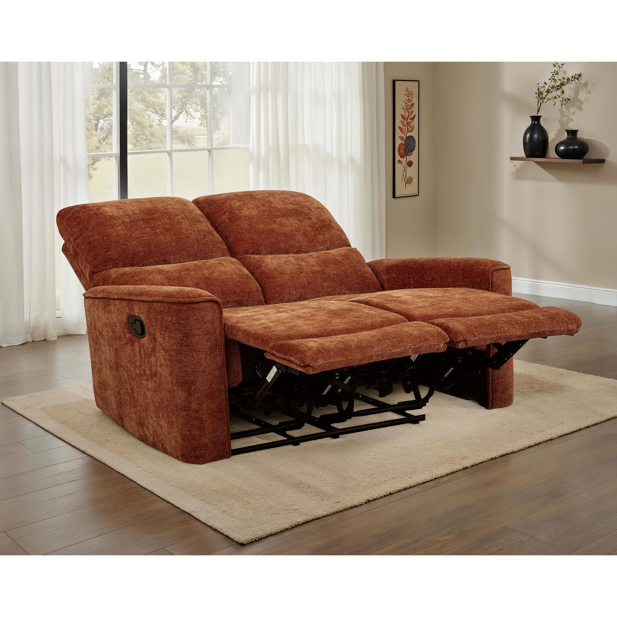 Coaster Furniture Navarro 609575 Chenille Upholstered Reclining Loveseat - Burnt Orange IMAGE 9