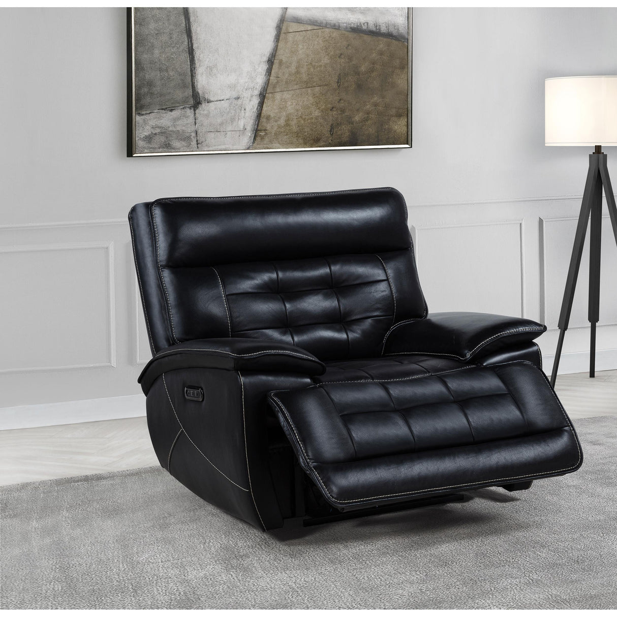 Coaster Furniture Hewitt 609613PP Leather Upholstered Dual Power Recliner Chair - Black IMAGE 10