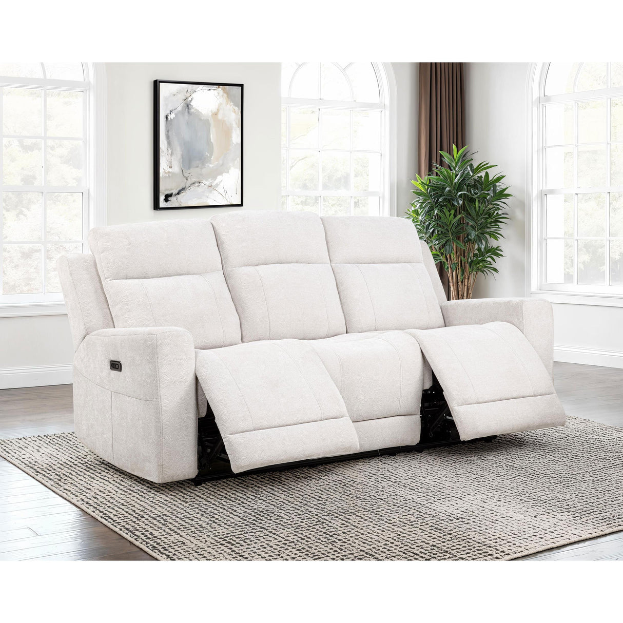 Coaster Furniture Kennett 610151P Chenille Upholstered Power Reclining Sofa - Ivory IMAGE 10