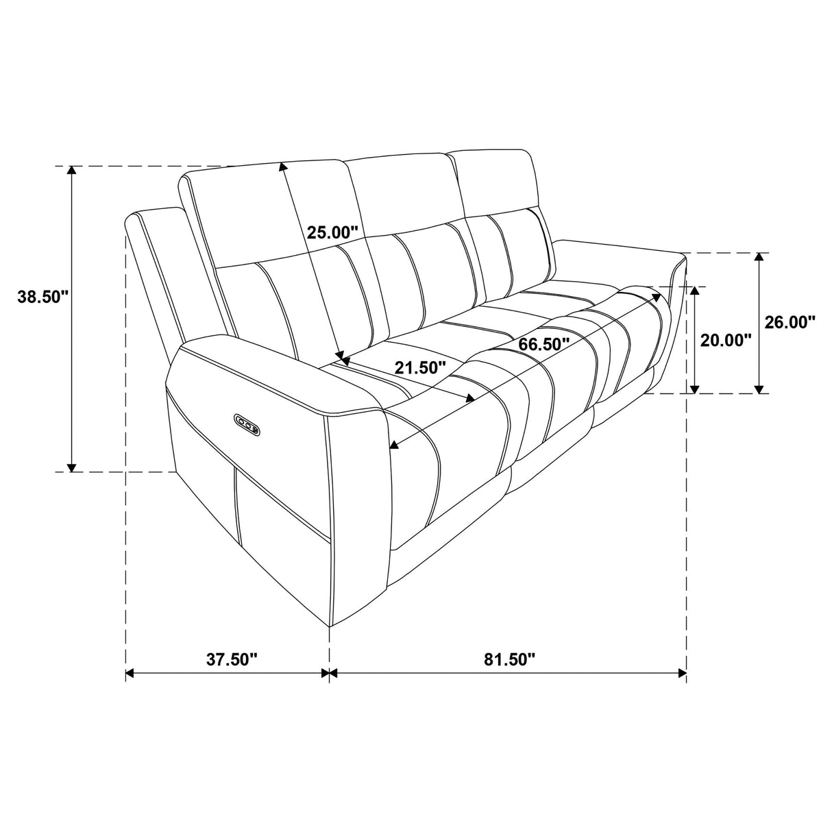 Coaster Furniture Kennett 610151P Chenille Upholstered Power Reclining Sofa - Ivory IMAGE 7