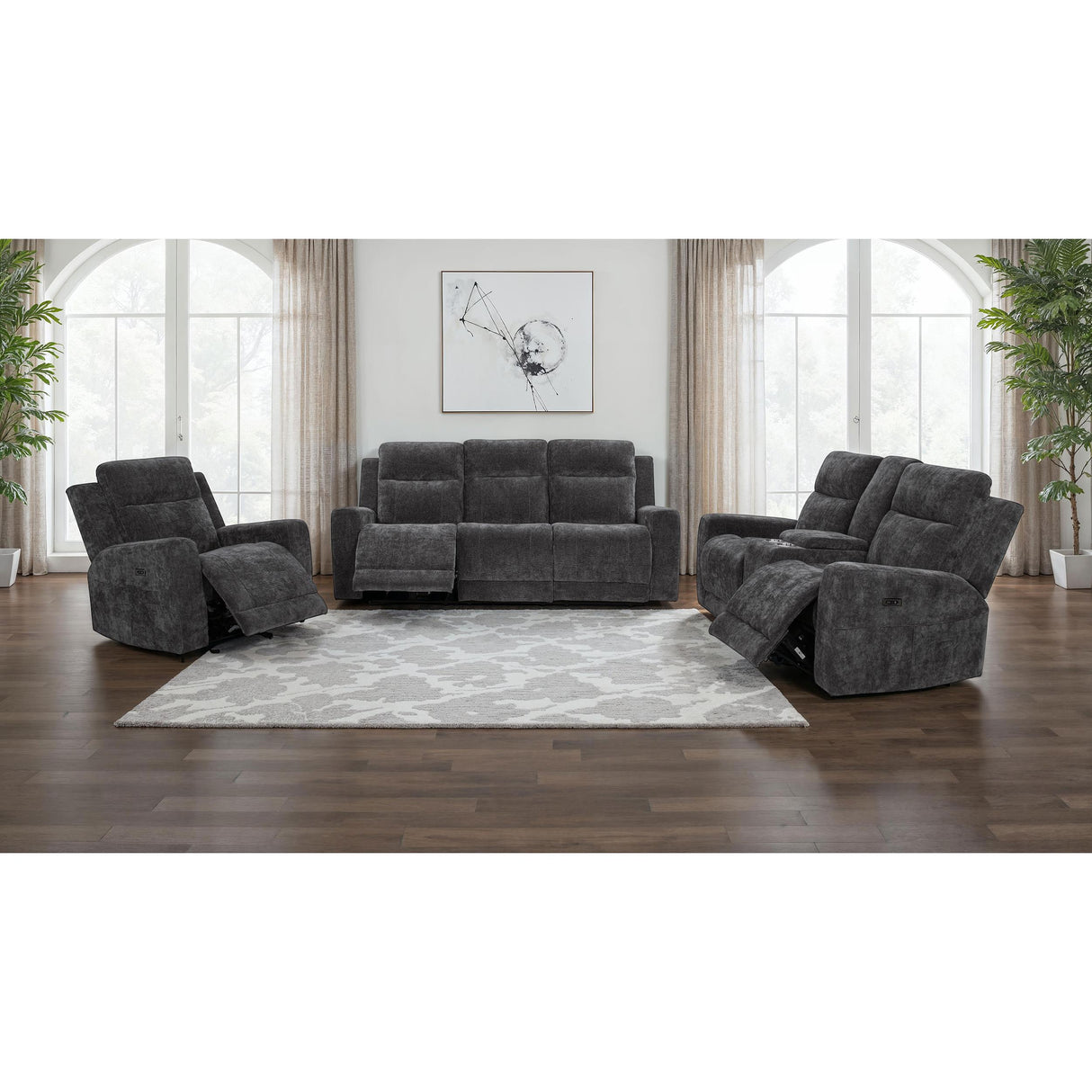 Coaster Furniture Kennett 610155P Chenille Upholstered Power Reclining Loveseat - Grey IMAGE 12