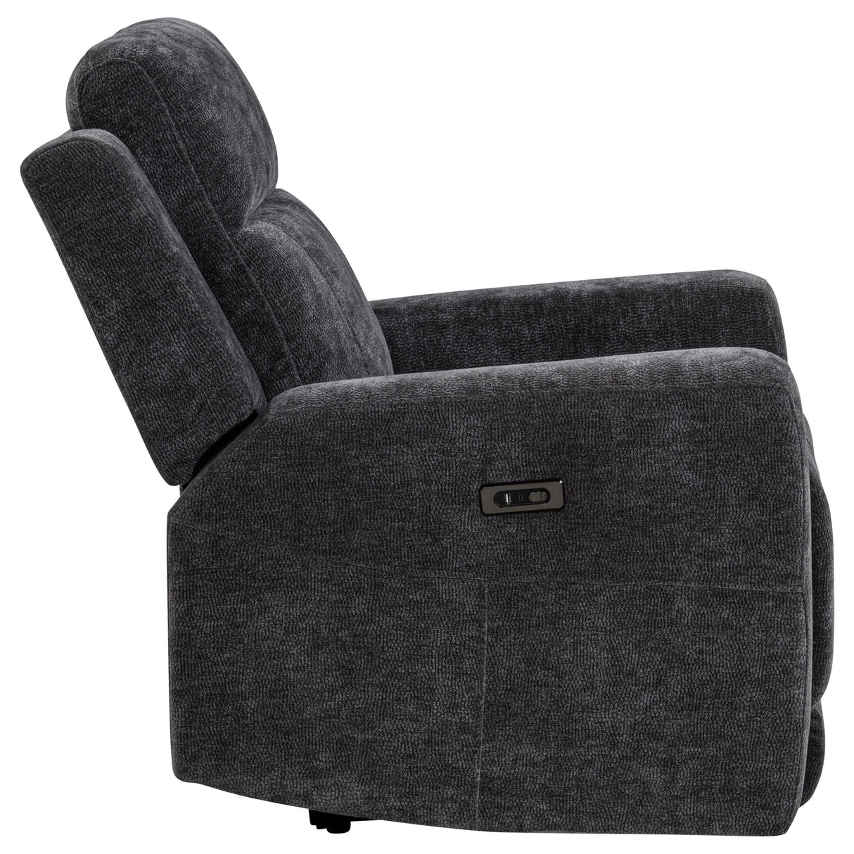 Coaster Furniture Kennett 610156P Chenille Upholstered Power Recliner Chair - Dark Grey IMAGE 5