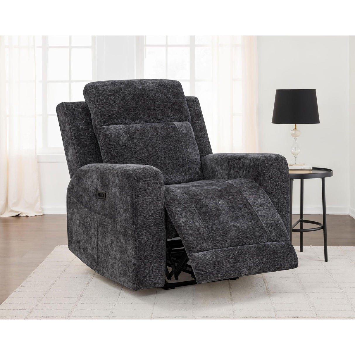 Coaster Furniture Kennett 610156P Chenille Upholstered Power Recliner Chair - Dark Grey IMAGE 7