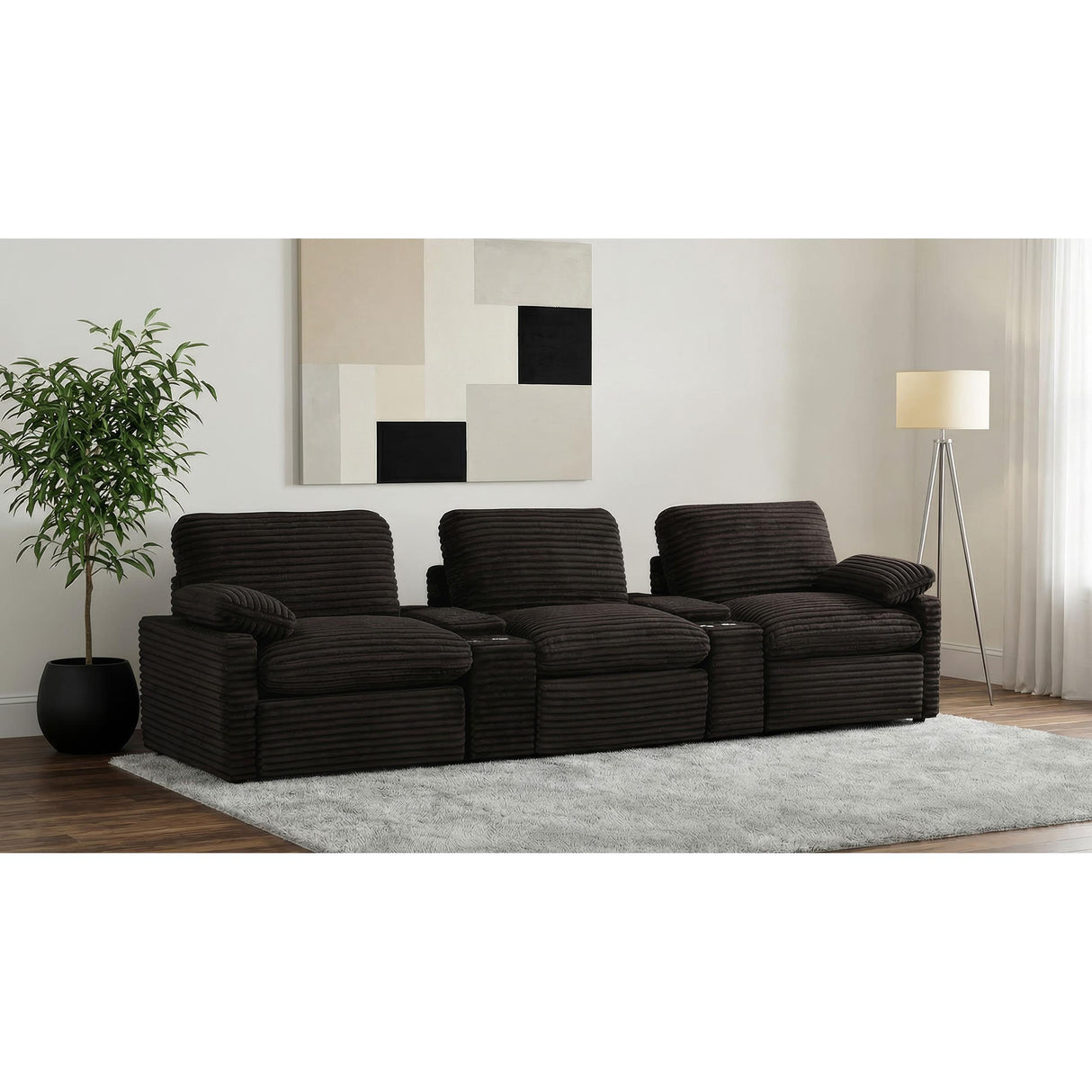 Coaster Furniture Collins 610351PT 5-Piece Power Reclining Home Theater Seating - Chocolate Brown IMAGE 4