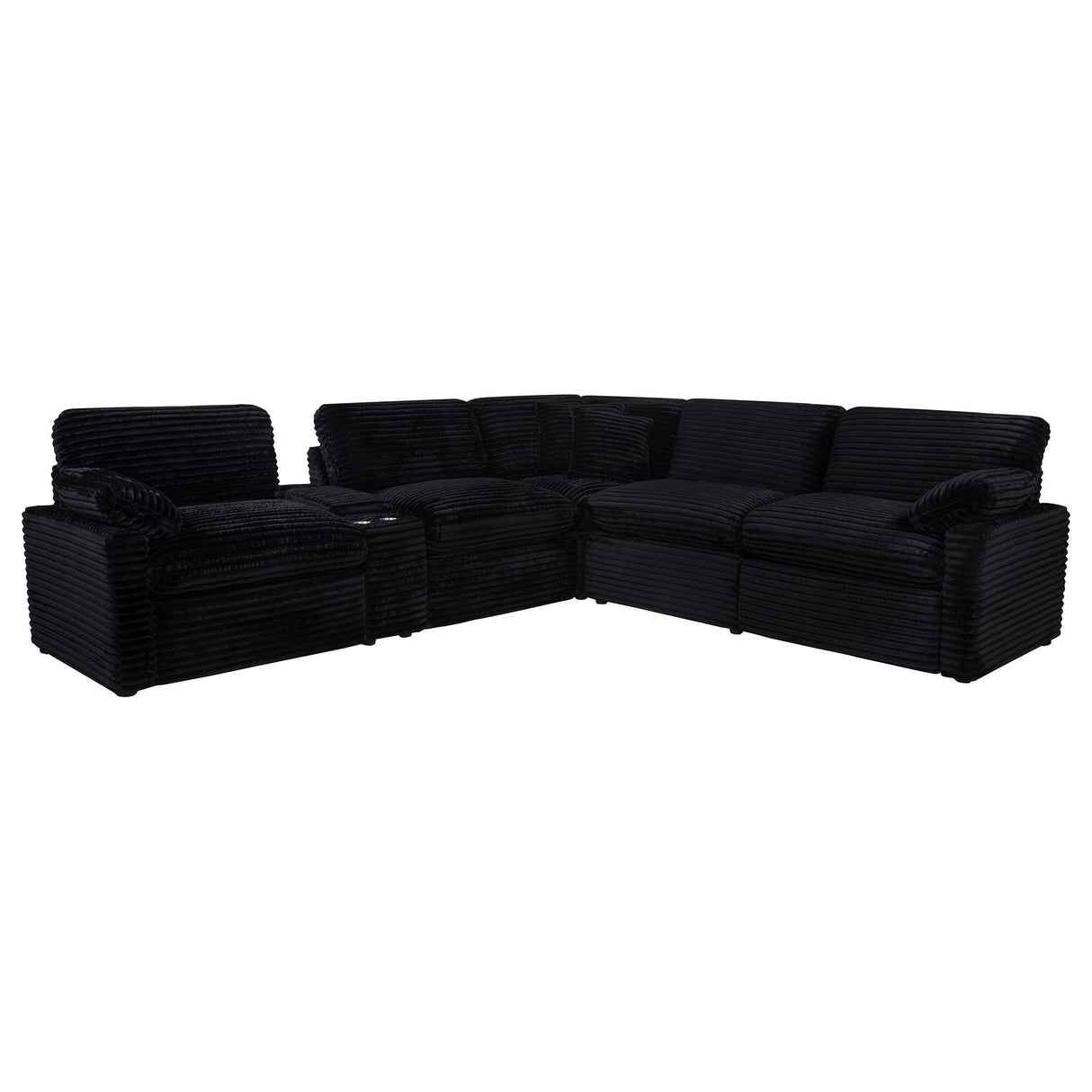 Coaster Furniture Collins 610360P-SET 6-piece Modular Power Reclining Sectional - Black IMAGE 1