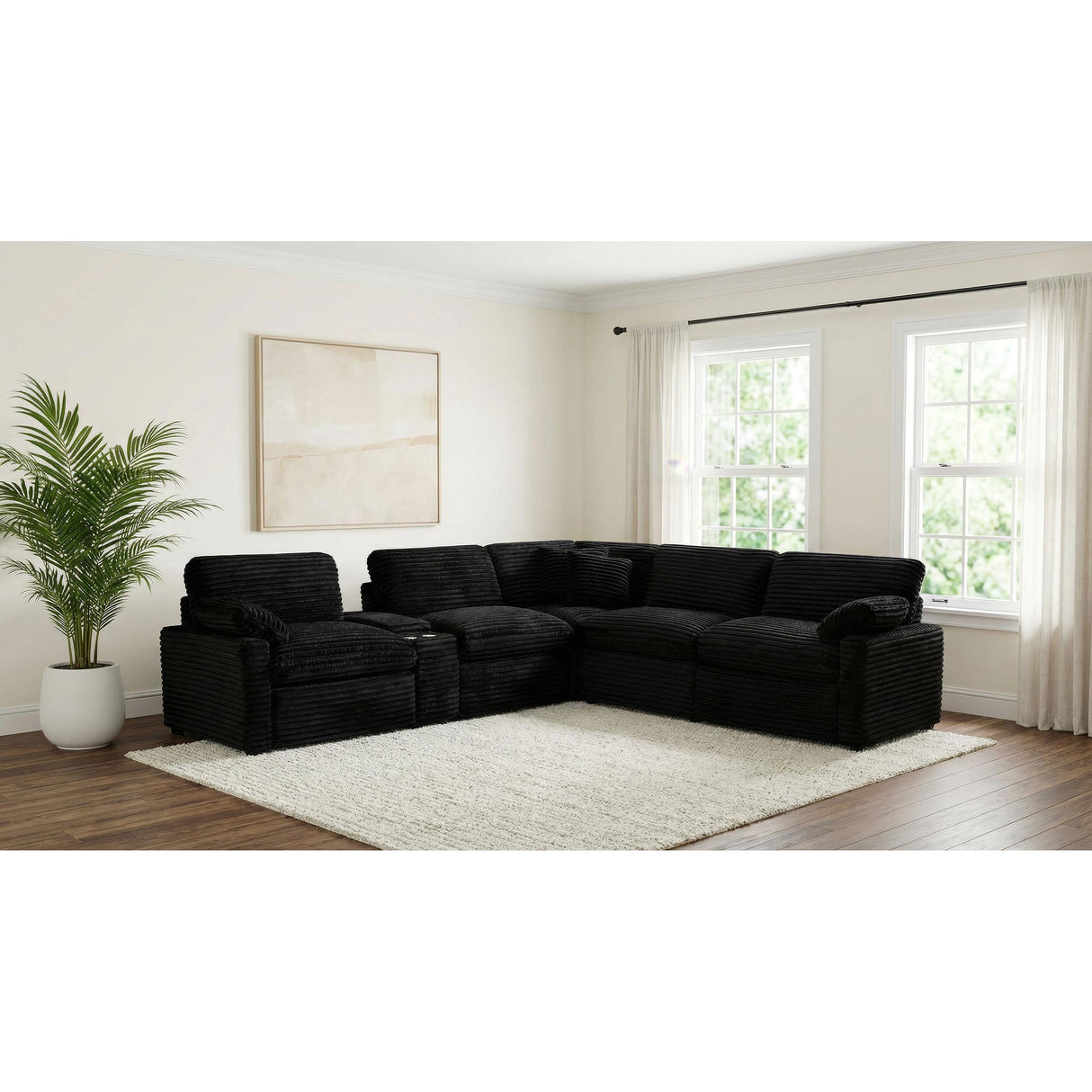 Coaster Furniture Collins 610360P-SET 6-piece Modular Power Reclining Sectional - Black IMAGE 2