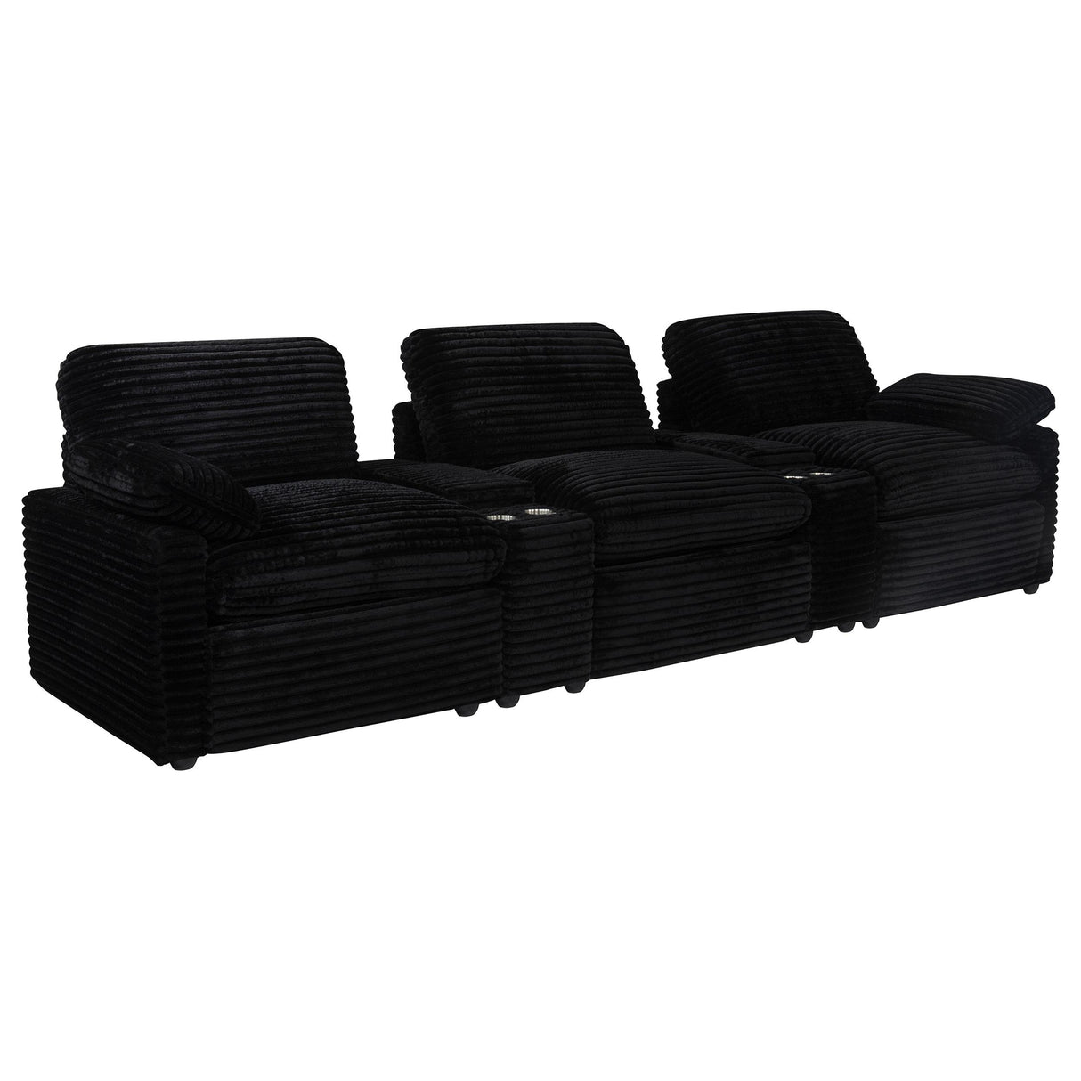 Coaster Furniture Collins 610361PT 5-Piece Power Reclining Home Theater Seating - Black IMAGE 1