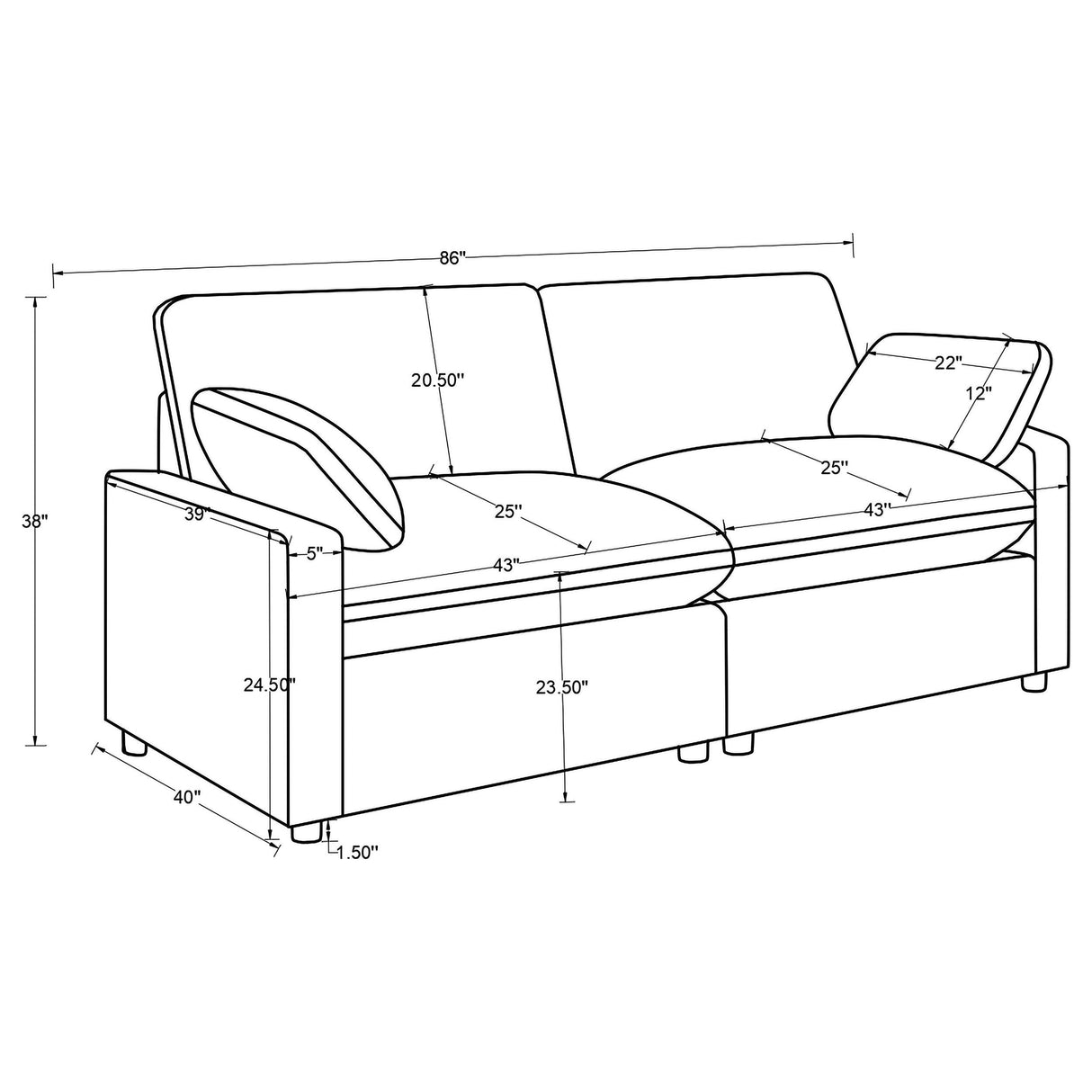 Coaster Furniture Collins 610362P Modular Power Loveseat - Black IMAGE 12