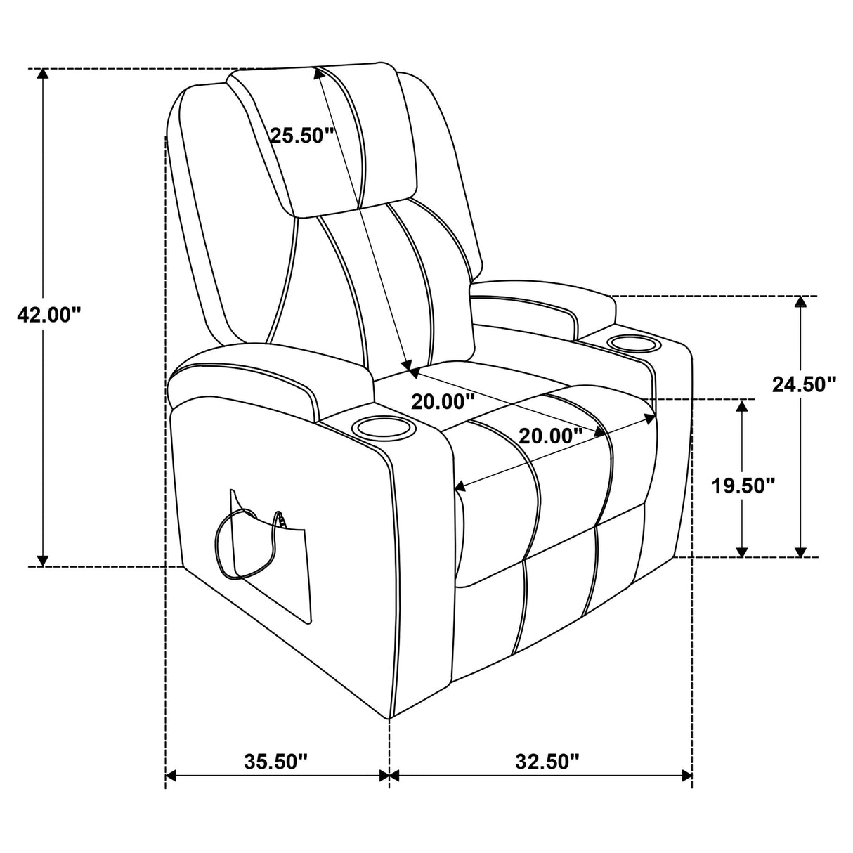 Coaster Furniture Louie 610453P Chenille Upholstered Power Lift Massage Chair - Grey IMAGE 13