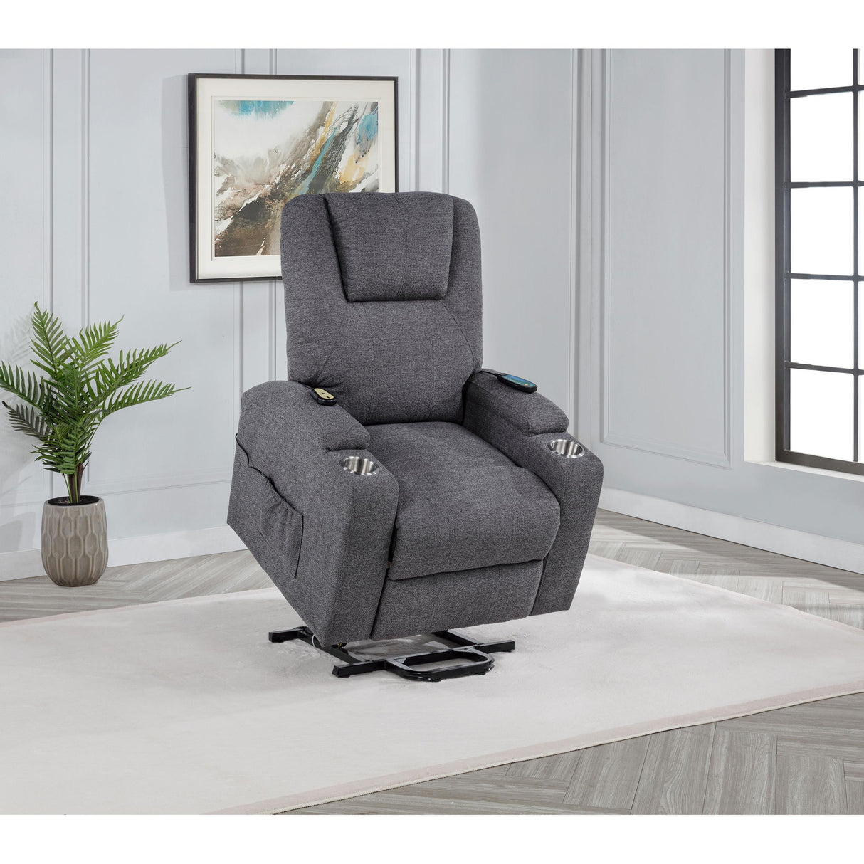 Coaster Furniture Louie 610453P Chenille Upholstered Power Lift Massage Chair - Grey IMAGE 14