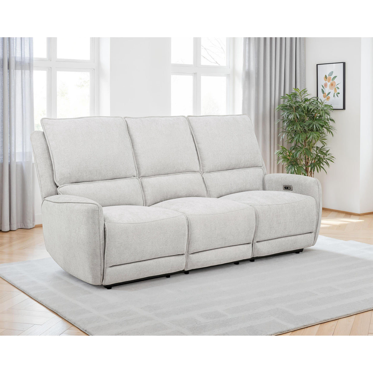 Coaster Furniture Sylmar 610521P Chenille Upholstered Power Reclining Sofa - Dove Grey IMAGE 5