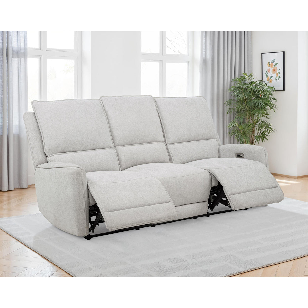 Coaster Furniture Sylmar 610521P Chenille Upholstered Power Reclining Sofa - Dove Grey IMAGE 8