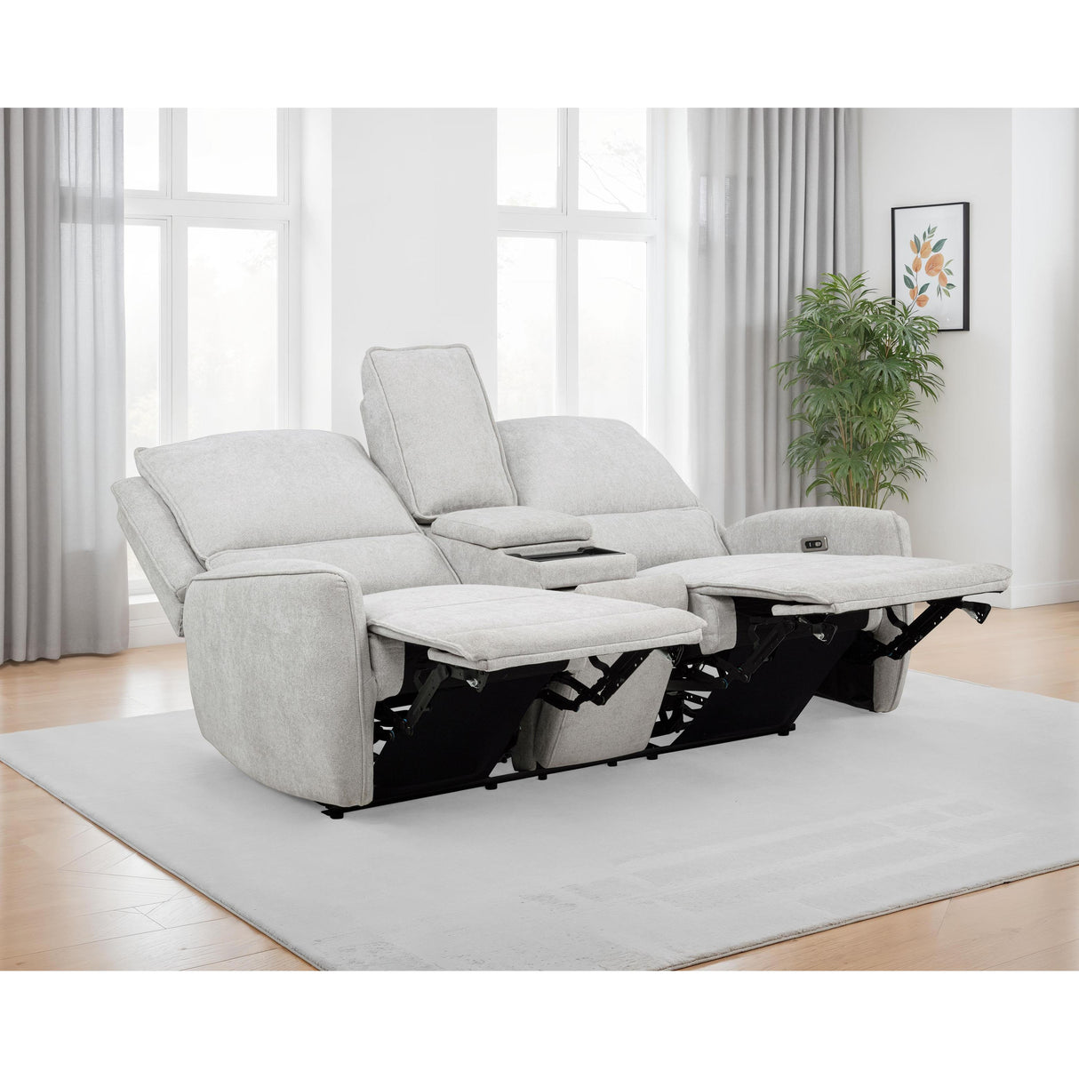 Coaster Furniture Sylmar 610522P Chenille Upholstered Power Reclining Loveseat - Dove Grey IMAGE 11