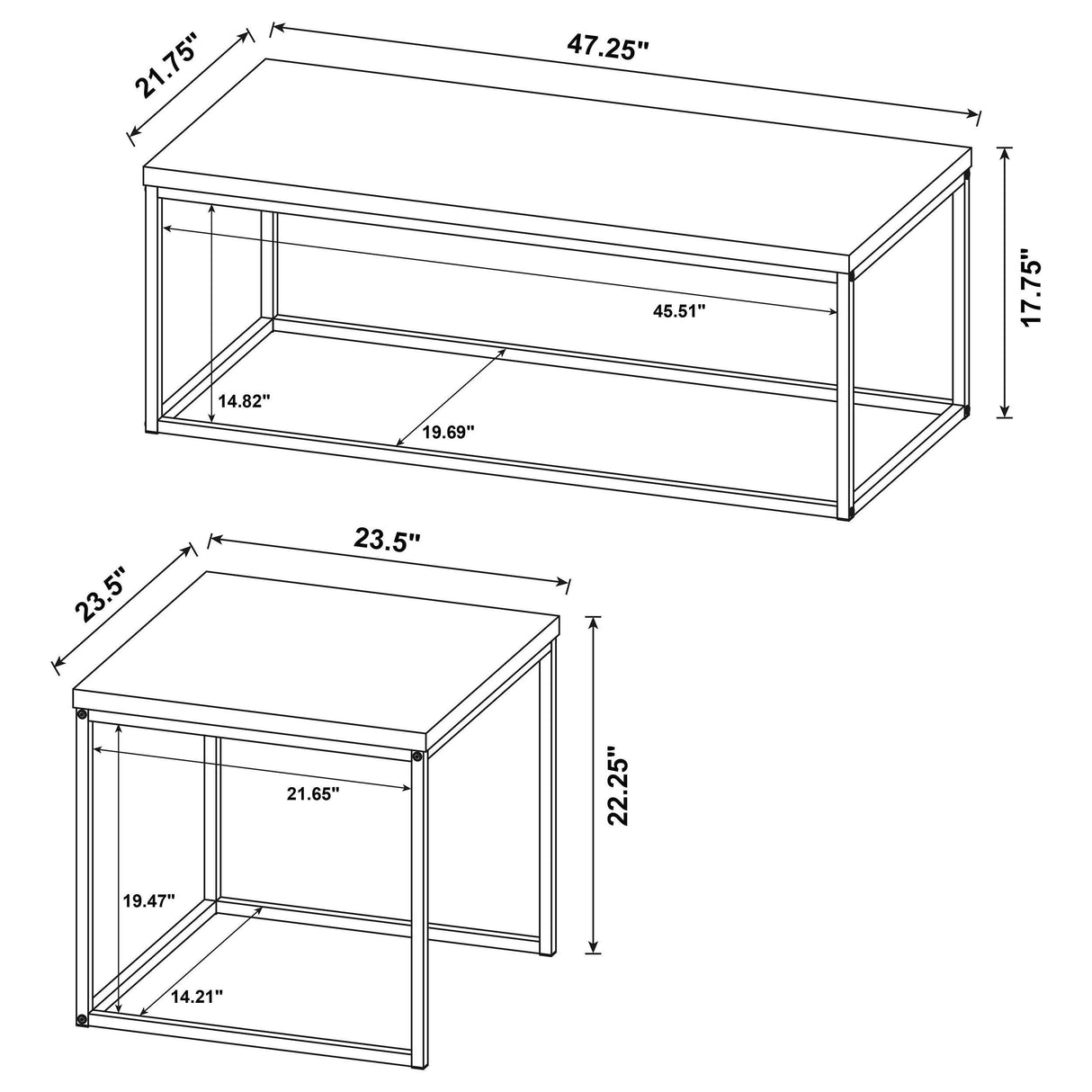 Coaster Furniture Straden 700144 3-piece Engineered Wood Coffee Table Set - Mango/Black IMAGE 10