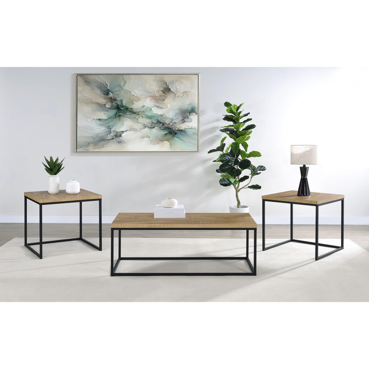 Coaster Furniture Straden 700144 3-piece Engineered Wood Coffee Table Set - Mango/Black IMAGE 9
