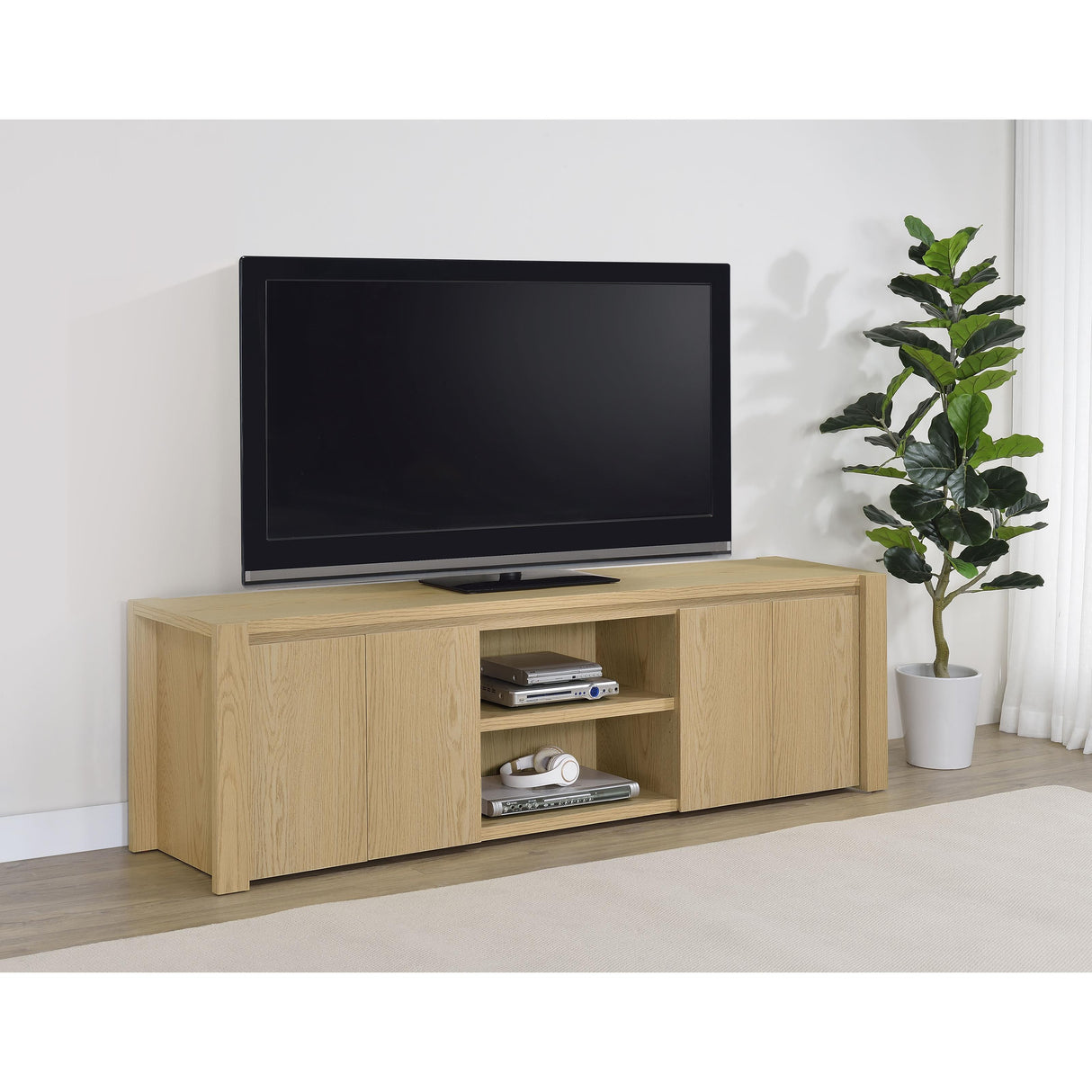 Coaster Furniture Laurelton 701653 78-inch 4-door TV Stand Media Console - Light Oak IMAGE 5