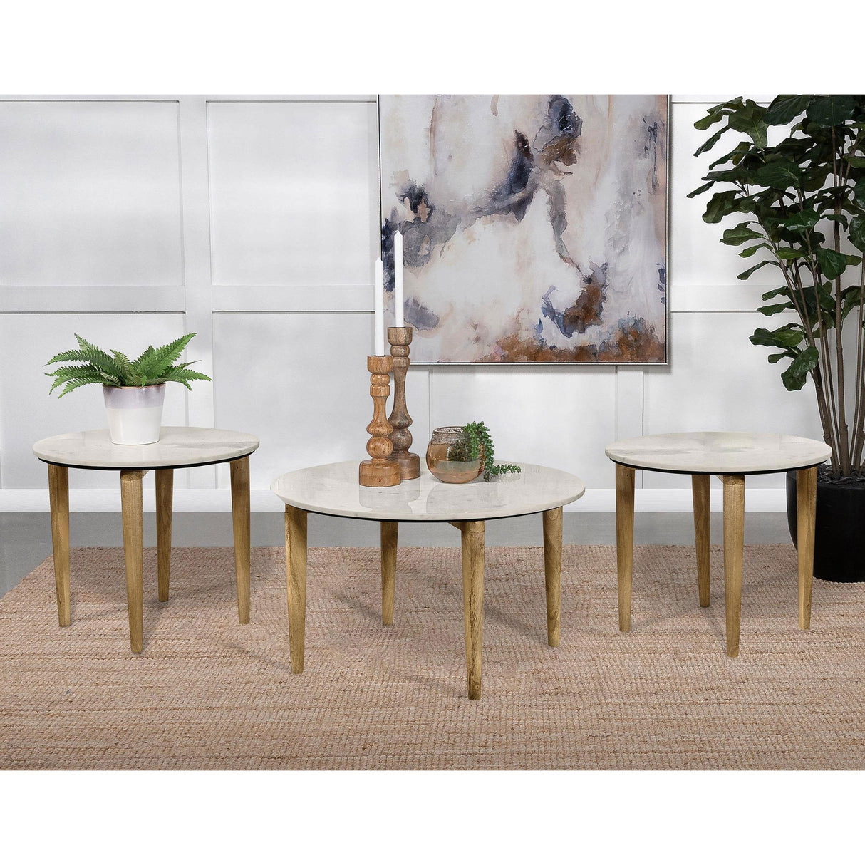 Coaster Furniture Aldis 703718-S3 3-piece Coffee and End Table Set - White IMAGE 2