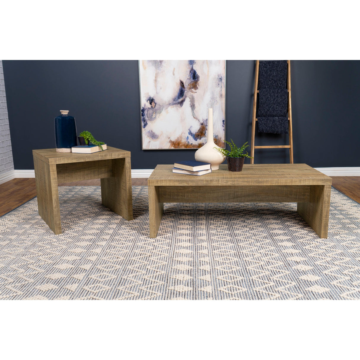 Coaster Furniture Lynette 704128-S2 2-piece Rectangular Coffee and End Table Set - Mango IMAGE 2