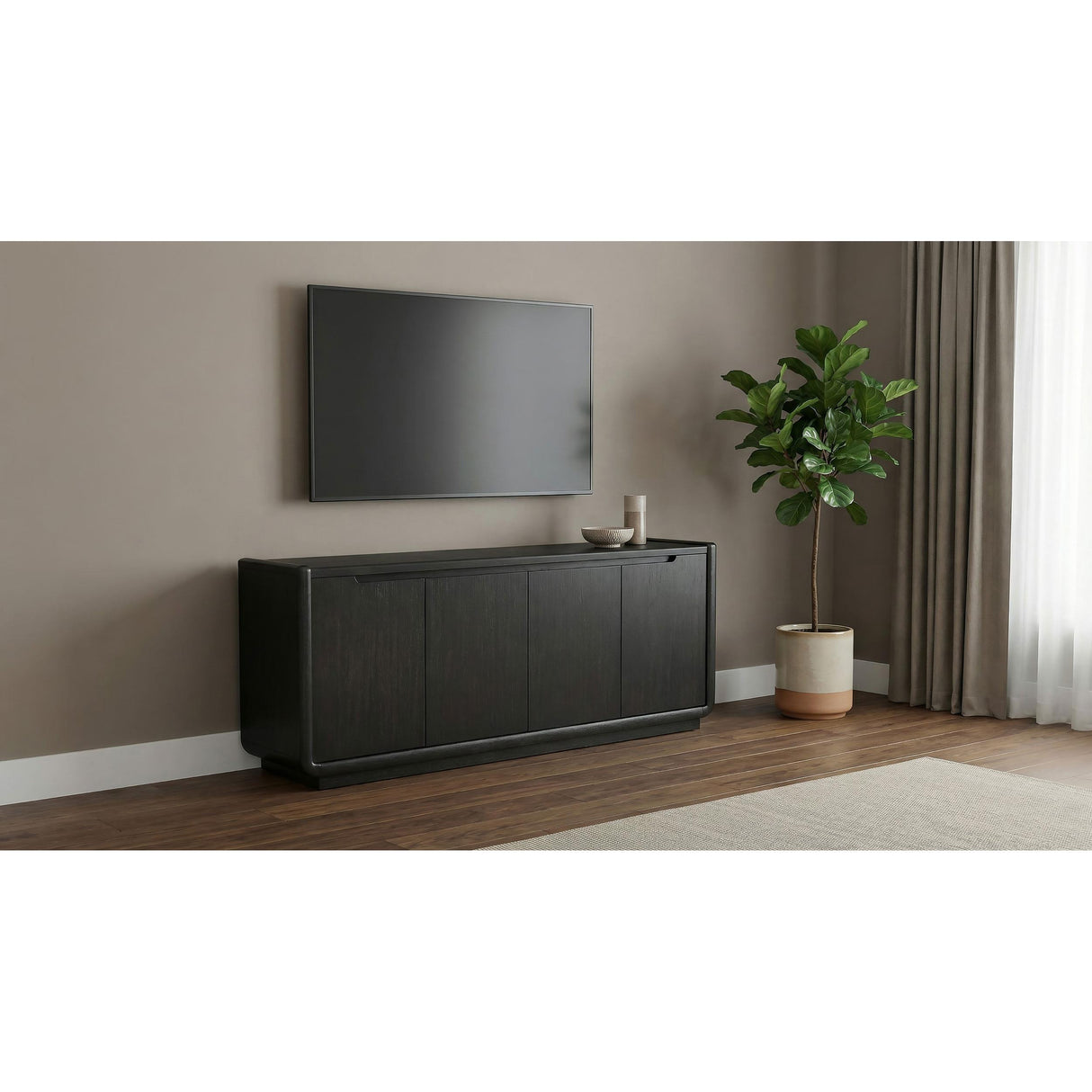 Coaster Furniture Leandro 704633 72-inch 4-door TV Stand Media Console - Burnished Black IMAGE 2