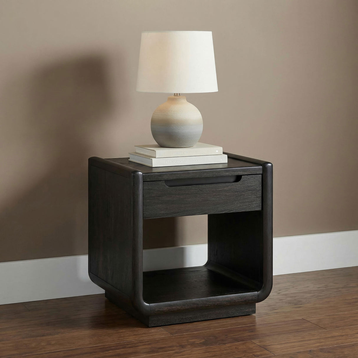 Coaster Furniture Leandro 704637 1-drawer Wood Occasional End Table - Burnished Black IMAGE 4