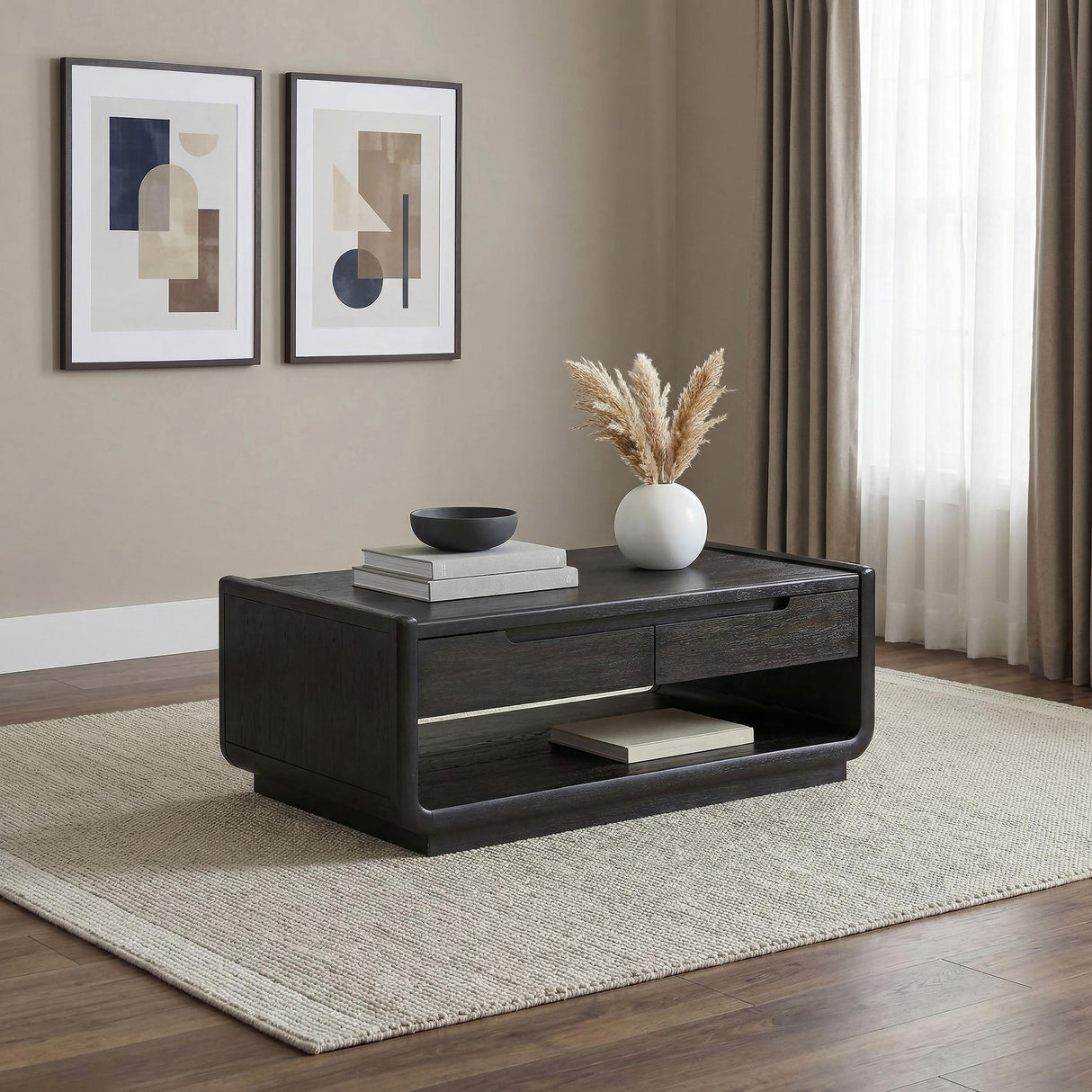 Coaster Furniture Leandro 704638 2-drawer Wood Coffee Table - Burnished Black IMAGE 6