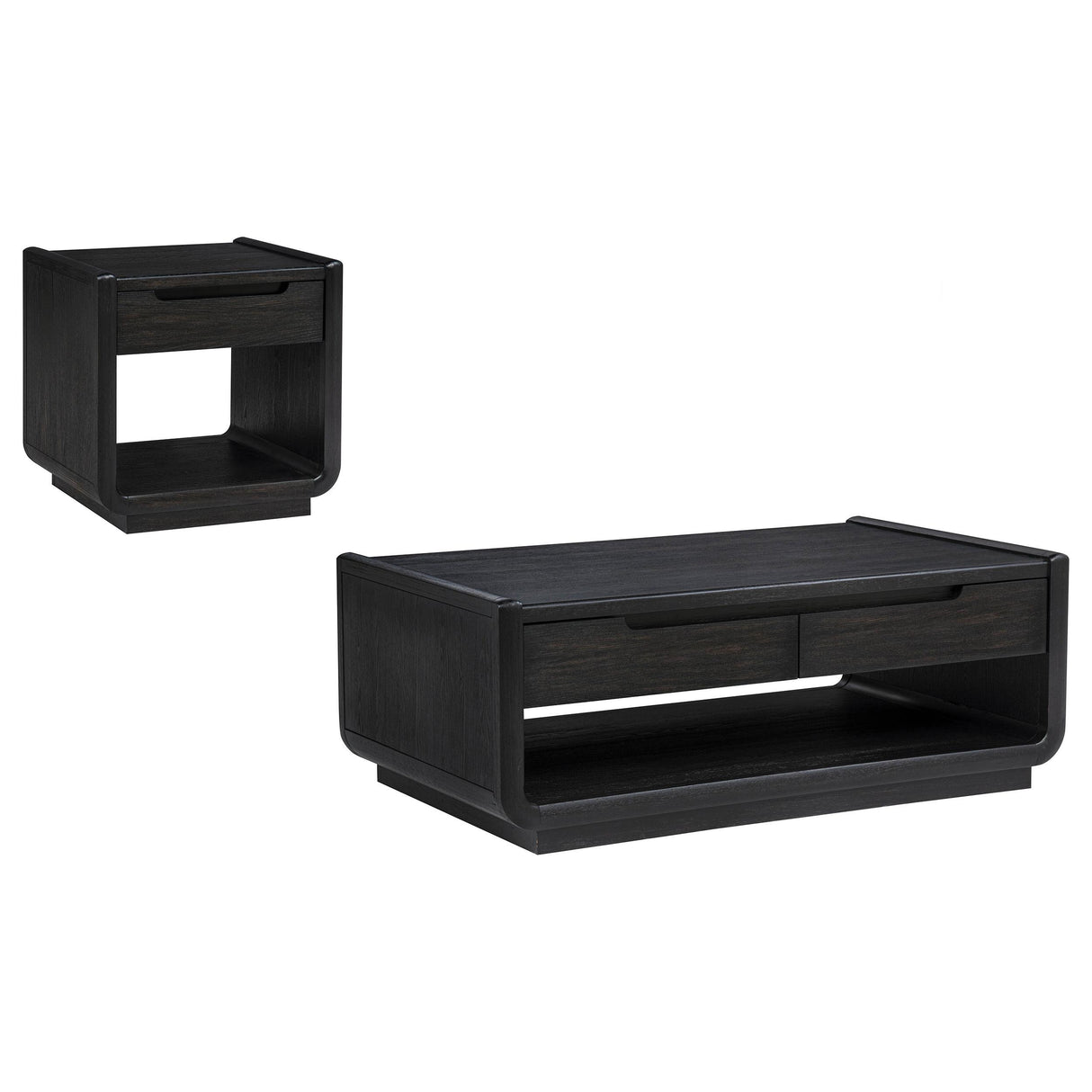 Coaster Furniture Leandro 704638-S2 2-piece Wood Coffee and End Table Set - Burnished Black IMAGE 5