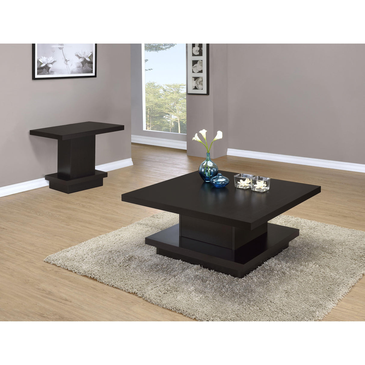 Coaster Furniture Reston 705168-S2 2-piece Square Coffee and End Table Set - Cappuccino IMAGE 2