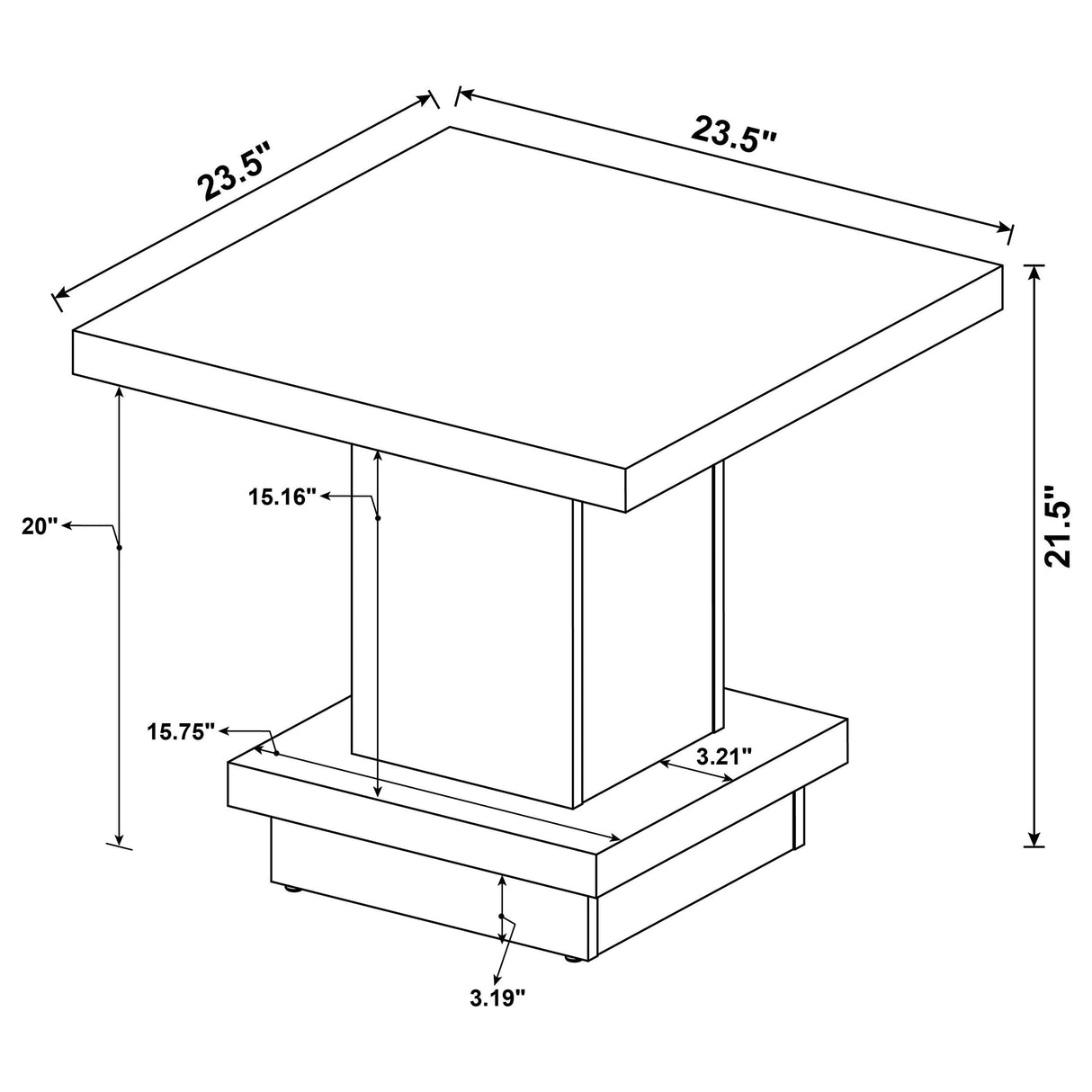 Coaster Furniture Reston 705168-S3 3-piece Square Coffee and End Table Set - Cappuccino IMAGE 8