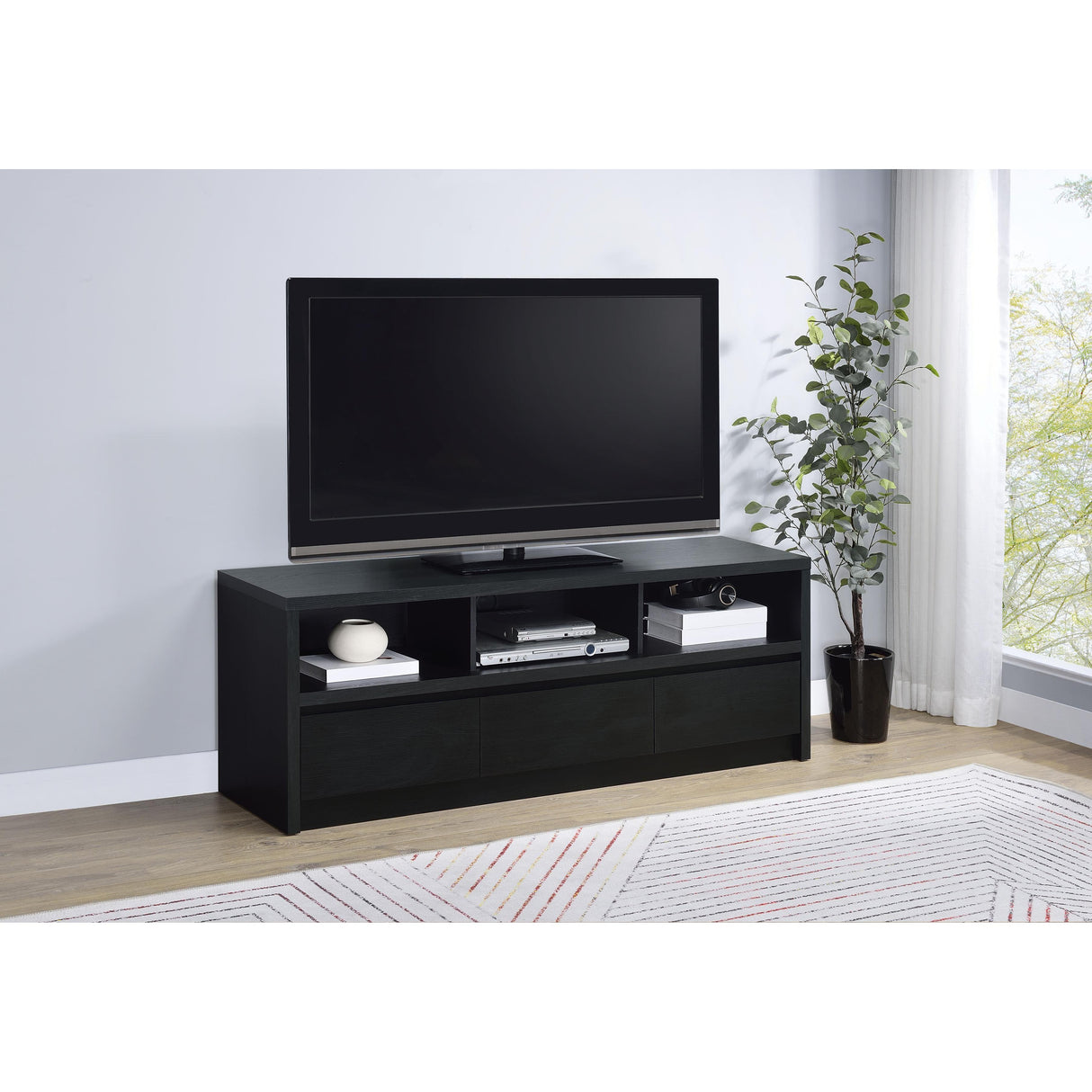 Coaster Furniture Rutland 705802 59-inch 3-drawer TV Stand Media Console - Black IMAGE 2