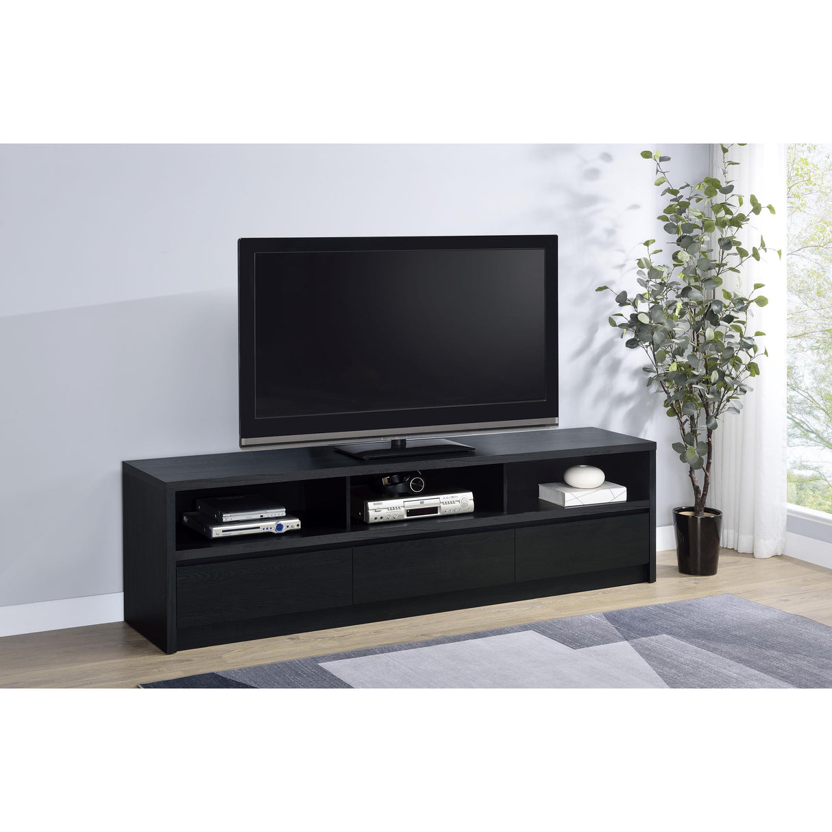 Coaster Furniture Rutland 705803 78-inch 3-drawer TV Stand Media Console - Black IMAGE 2