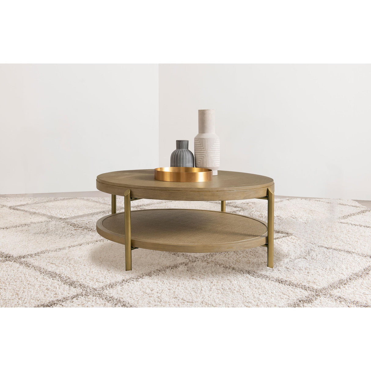 Coaster Furniture Arini 706188 Round Coffee Table With Storage Shelf - Sand Wash IMAGE 3