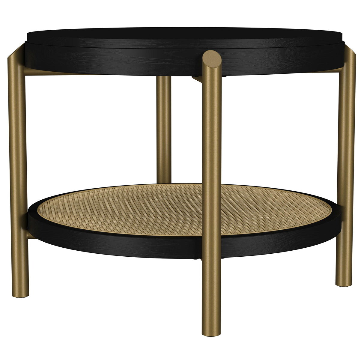 Coaster Furniture Arini 706197 Round Side Table With Storage Shelf - Black IMAGE 1