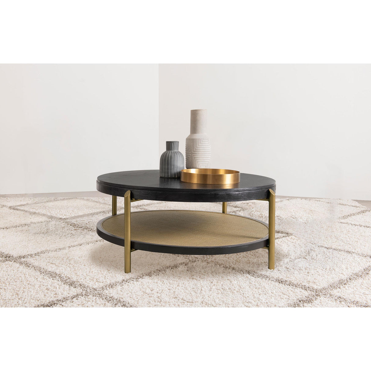 Coaster Furniture Arini 706198 Round Coffee Table With Storage Shelf - Black IMAGE 5