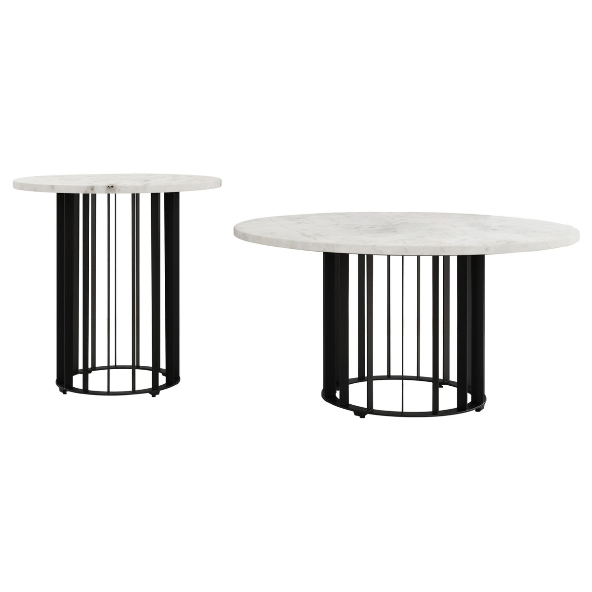Coaster Furniture Haven 706208-S2 2-piece Round Marble Coffee and End Table Set - Black IMAGE 1
