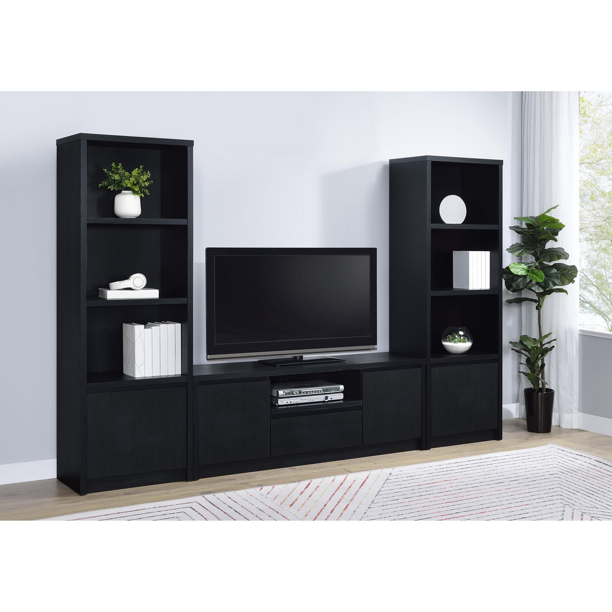 Coaster Furniture Winfield 706222-SET 3-piece Entertainment Center 60-inch TV Stand - Black IMAGE 2