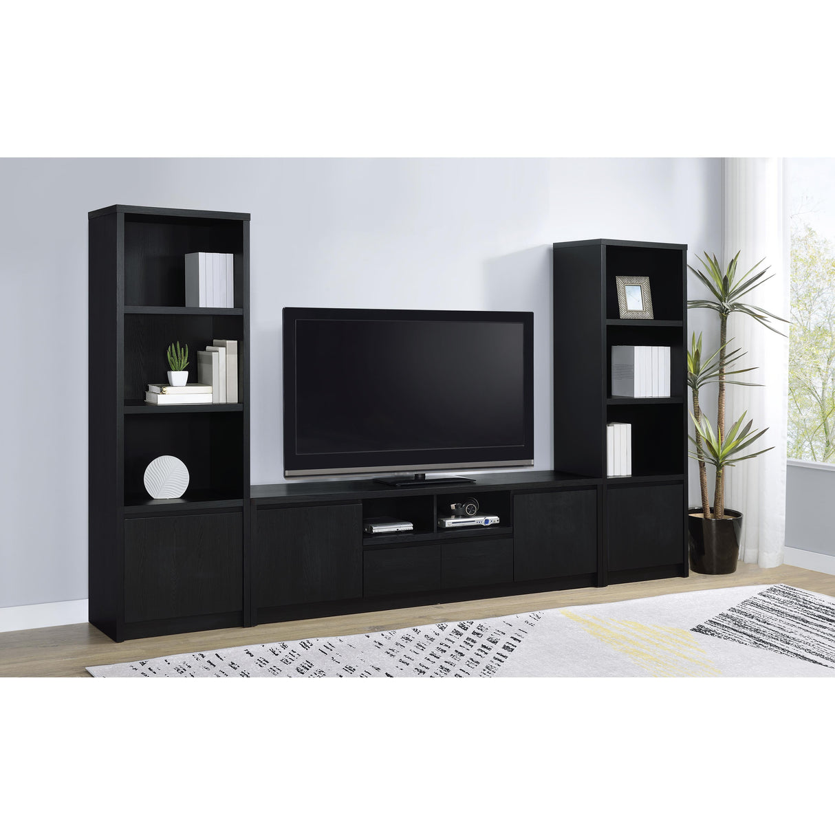 Coaster Furniture Winfield 706223-SET 3-piece Entertainment Center 78-inch TV Stand - Black IMAGE 2