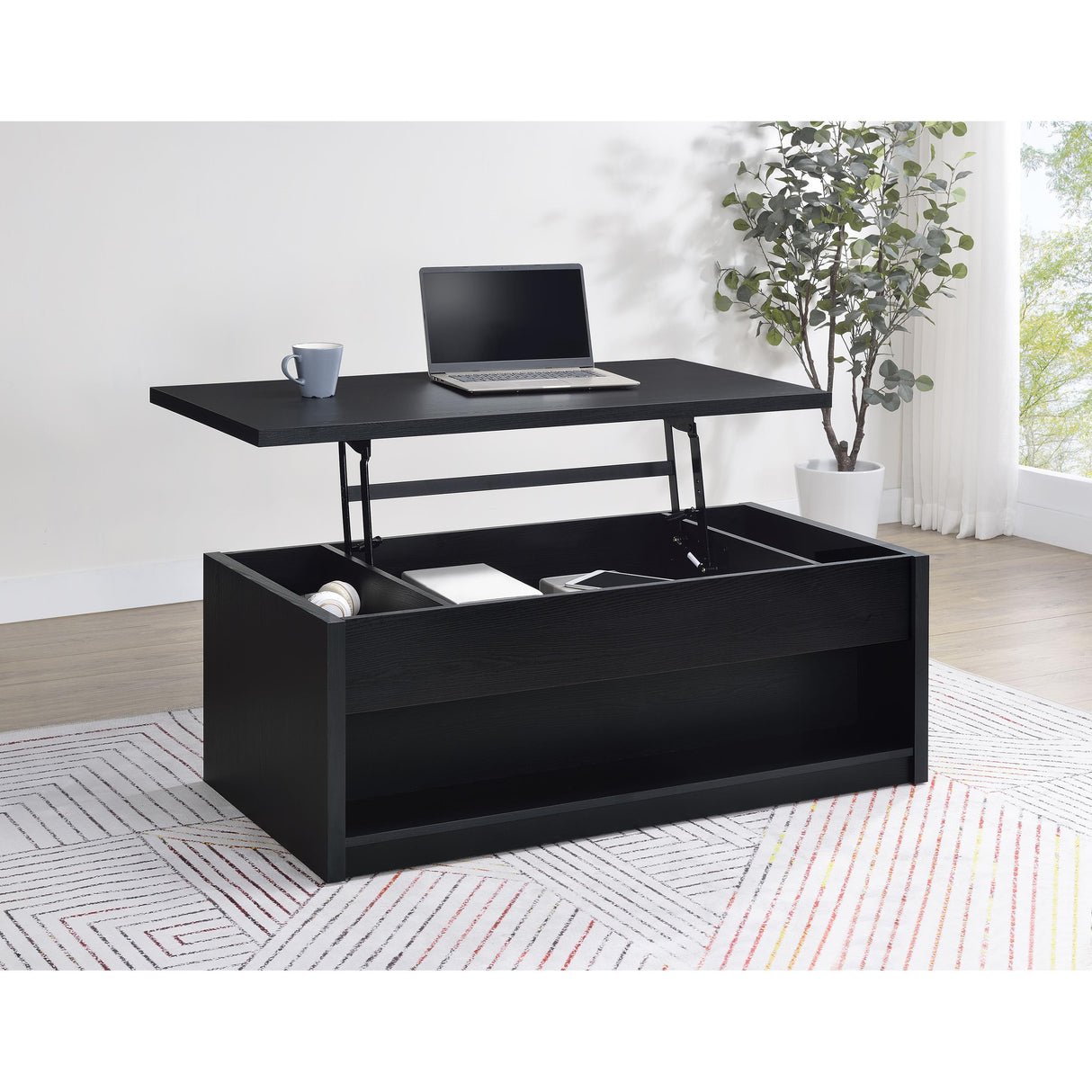 Coaster Furniture Knapp 706228 Lift Top Coffee Table with Dual Drawers - Black IMAGE 6