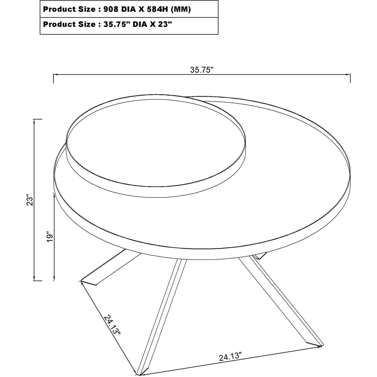 Coaster Furniture Briggs 706258 Round Marble Printed Glass Top Coffee Table - White IMAGE 12