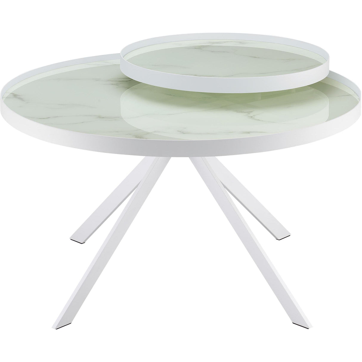 Coaster Furniture Briggs 706258 Round Marble Printed Glass Top Coffee Table - White IMAGE 5