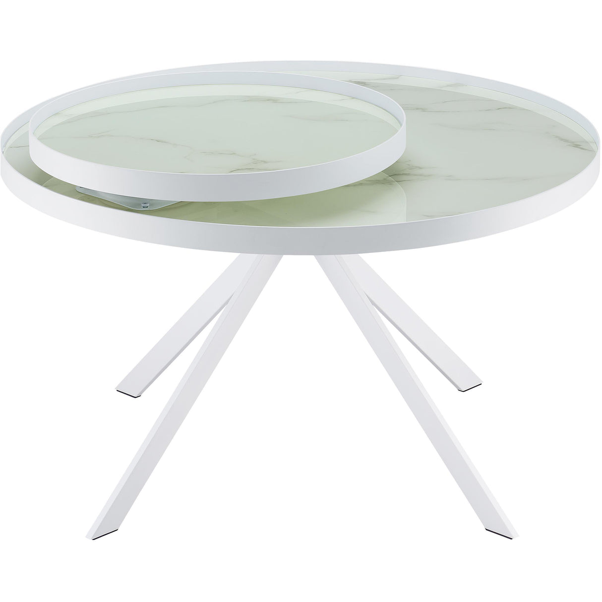 Coaster Furniture Briggs 706258 Round Marble Printed Glass Top Coffee Table - White IMAGE 8