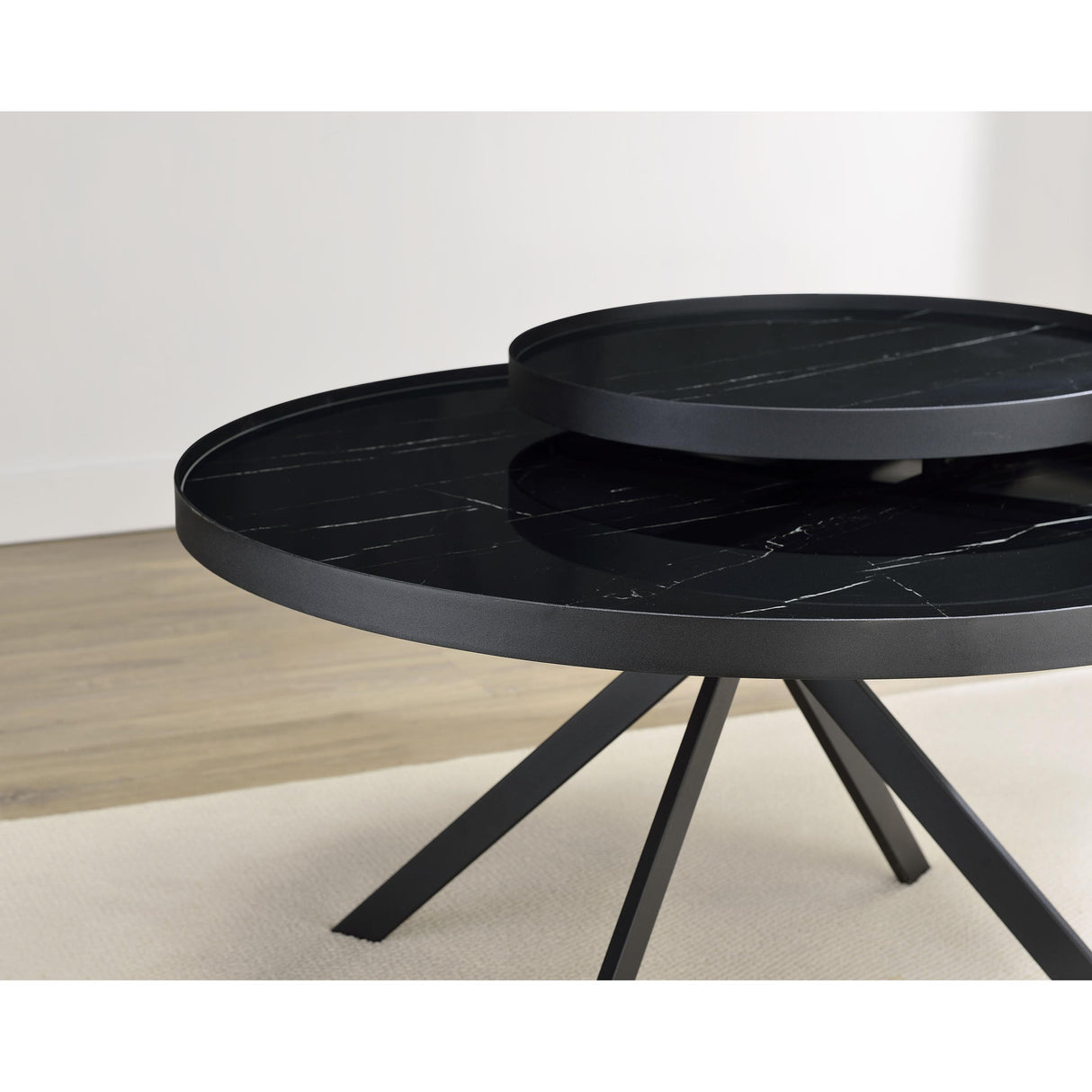 Coaster Furniture Briggs 706268 Round Marble Printed Glass Top Coffee Table - Black IMAGE 11